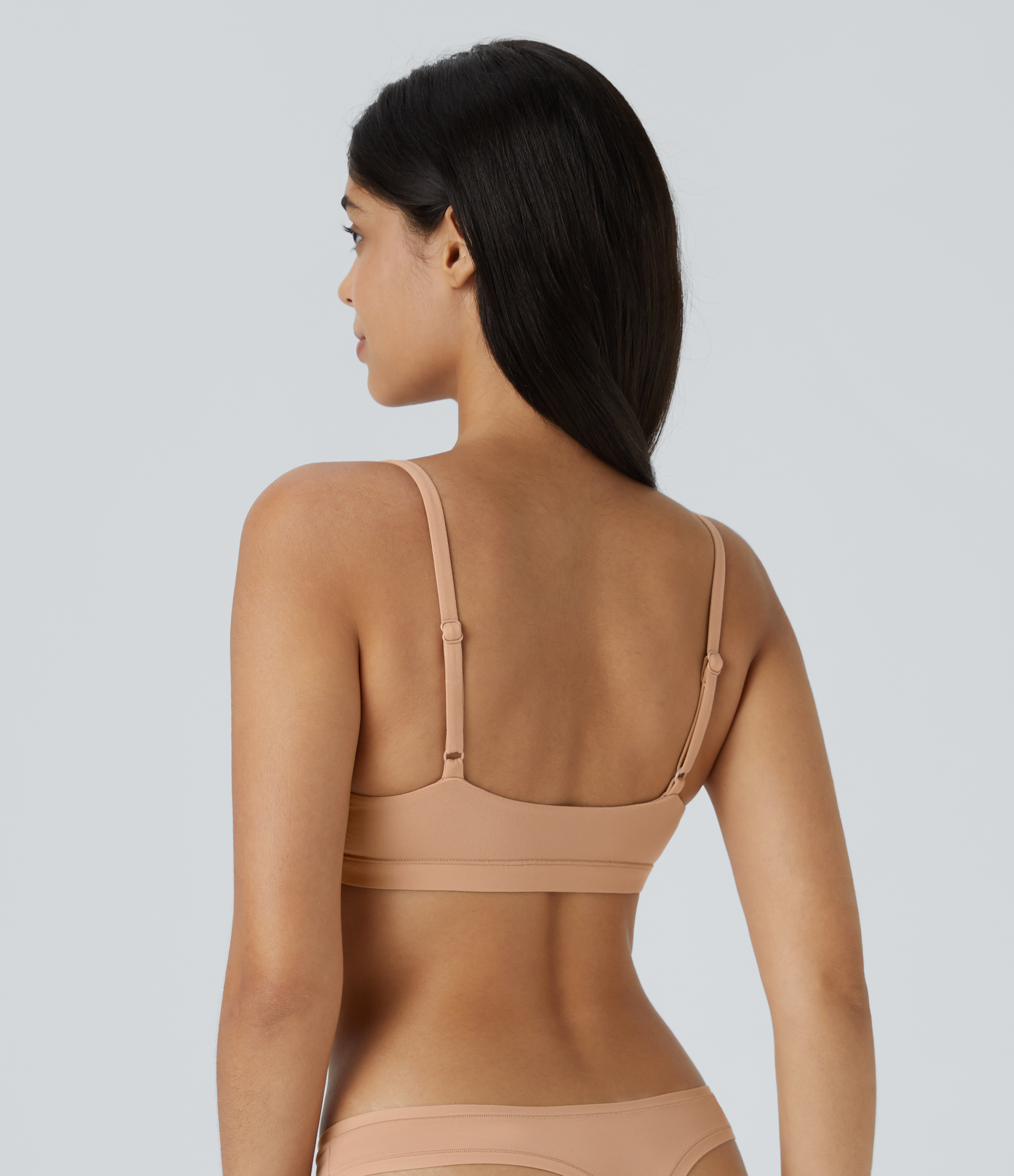 Halara High Stretch Skin Friendly Adjustable Strap Backless Lounge Underwear Bra  - Maple Sugar - L 