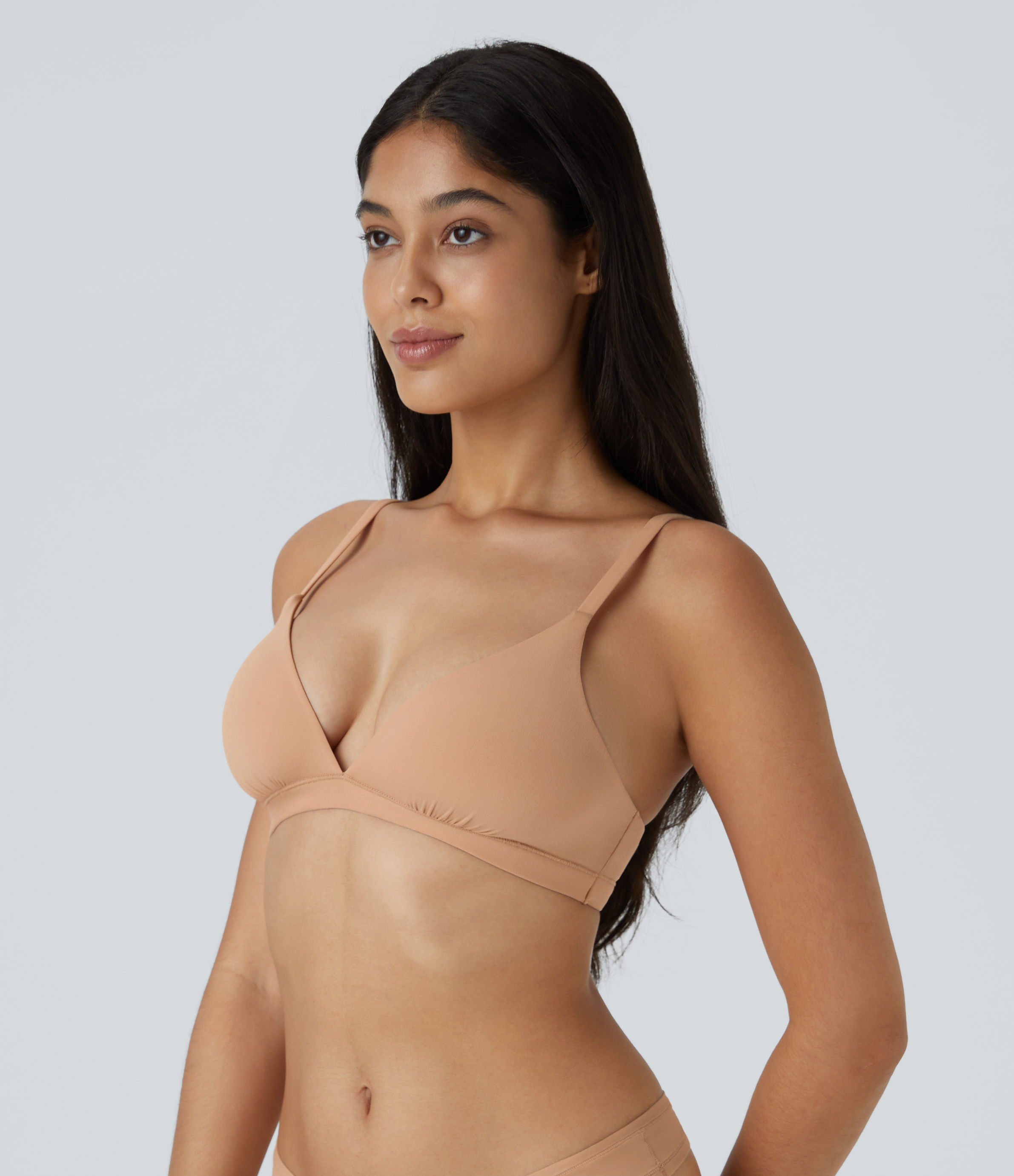 Halara High Stretch Skin Friendly Adjustable Strap Backless Lounge Underwear Bra  - Maple Sugar - L 