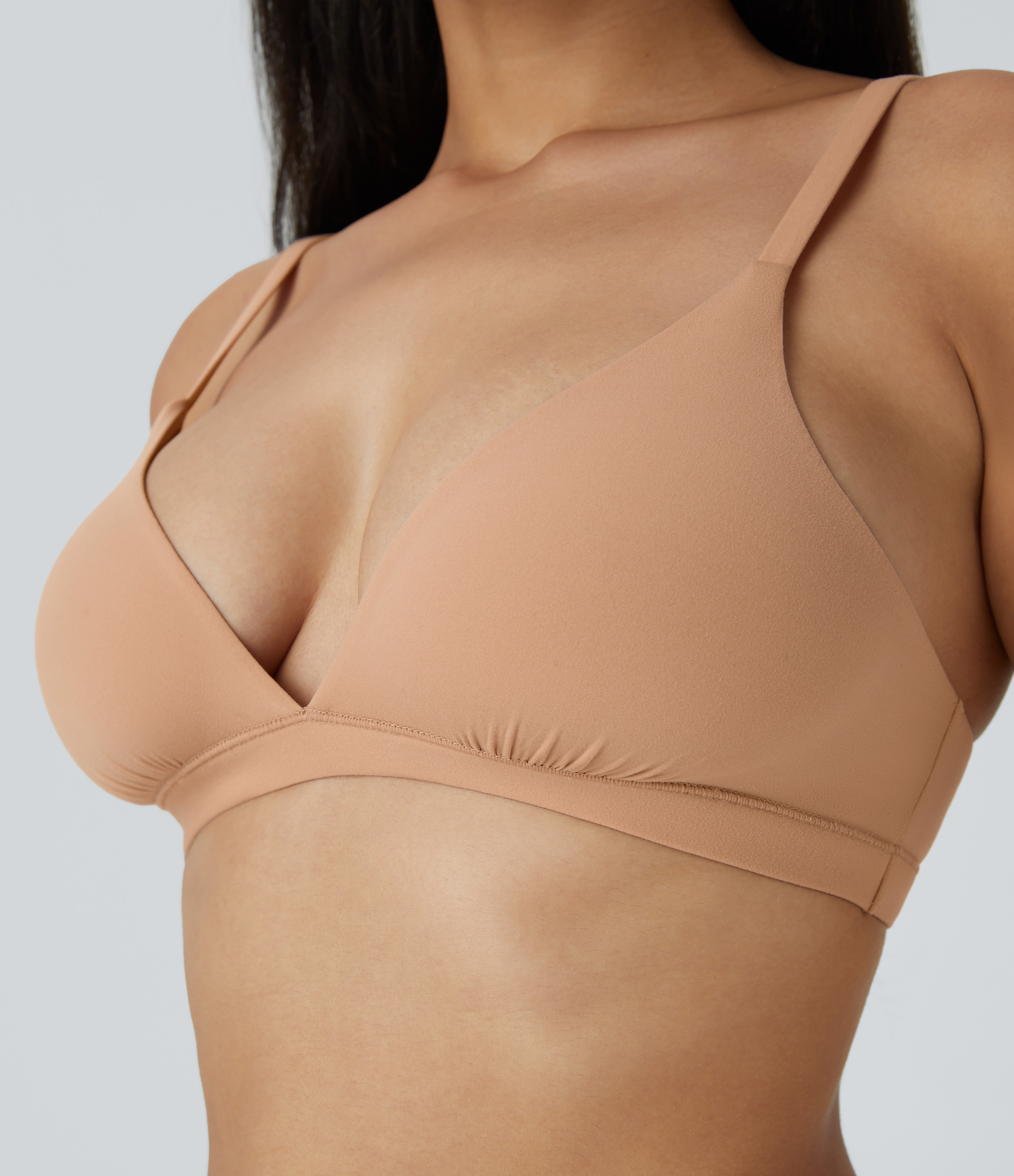 Halara High Stretch Skin Friendly Adjustable Strap Backless Lounge Underwear Bra  - Maple Sugar - L 