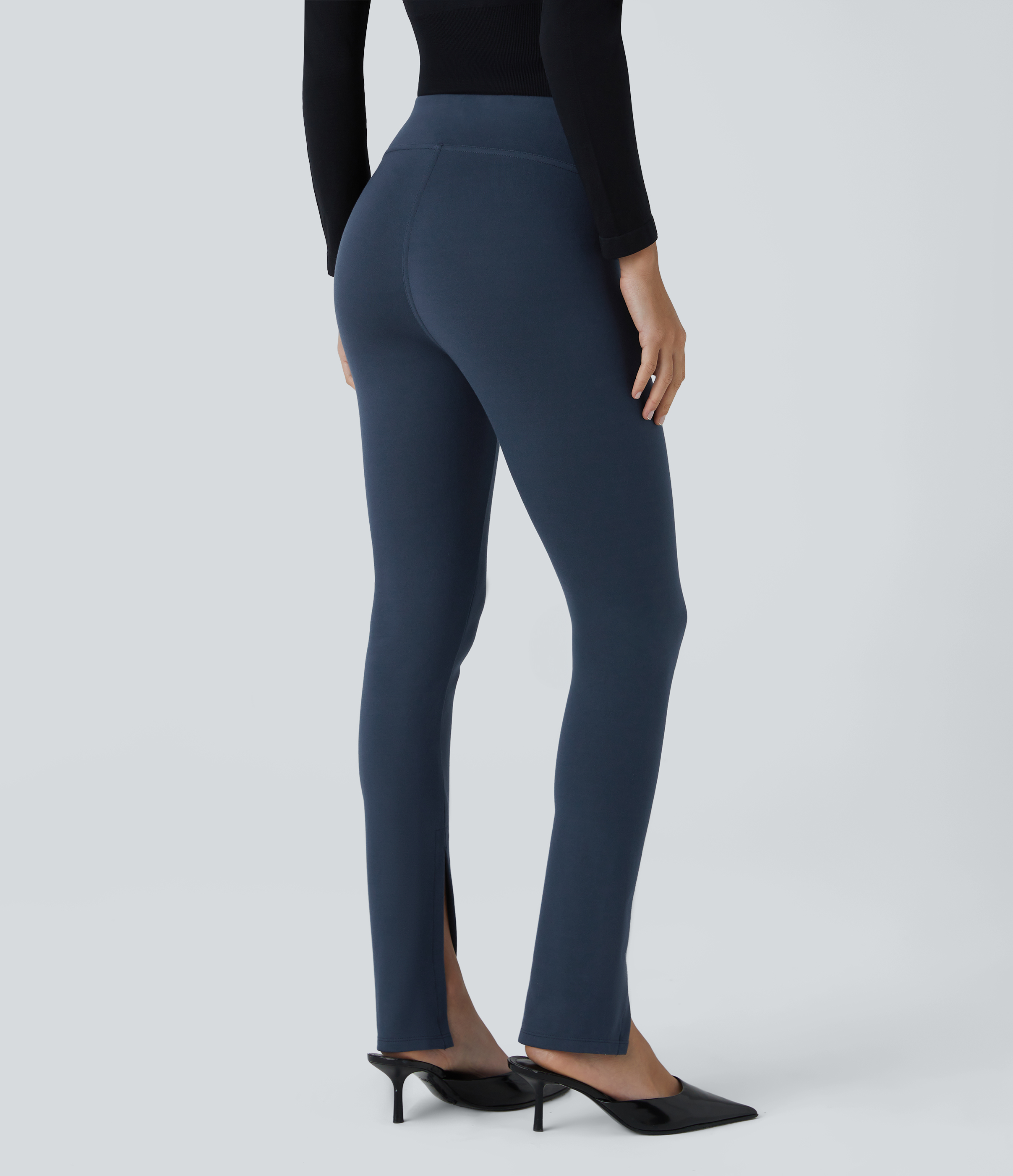 Halara High Waisted Front Split Work Pants  - Big Dipper - L(full_length) 