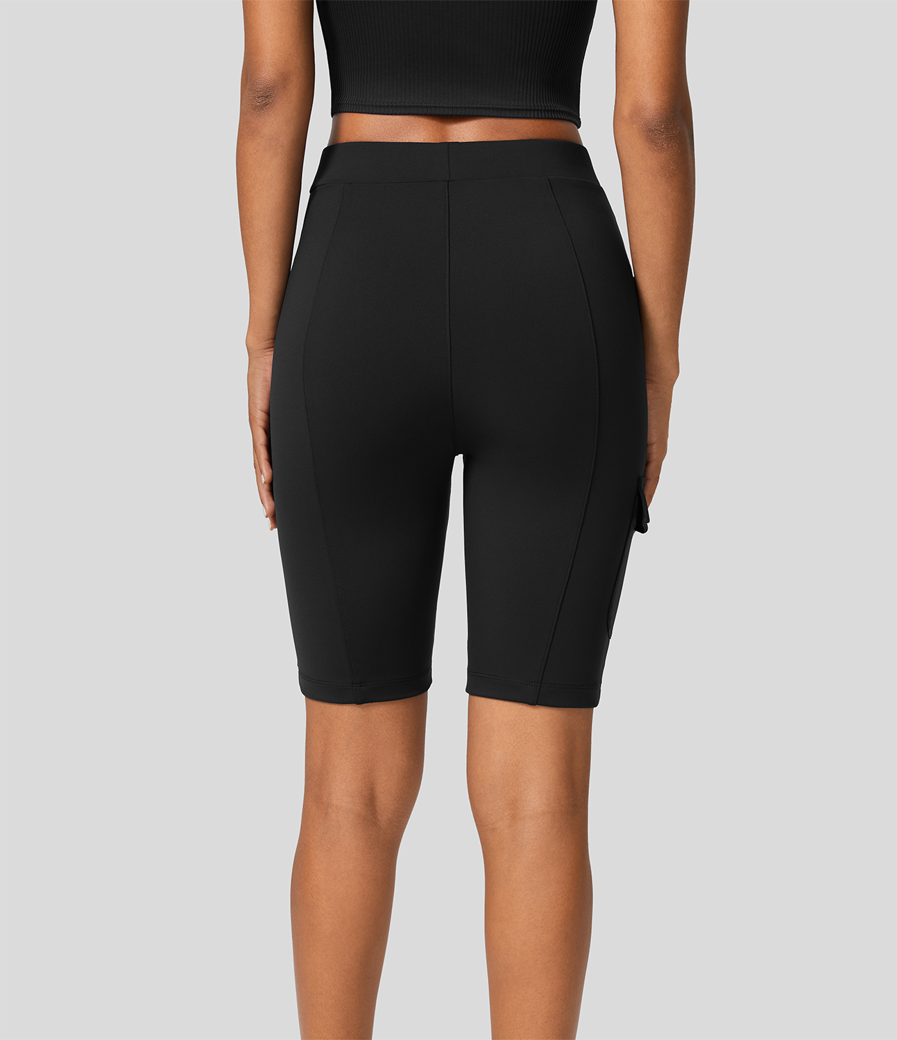Halara High Waisted Multiple Pockets Work Biker Shorts 8``  - Black - L biker shorts women black biker shorts womens biker shorts 