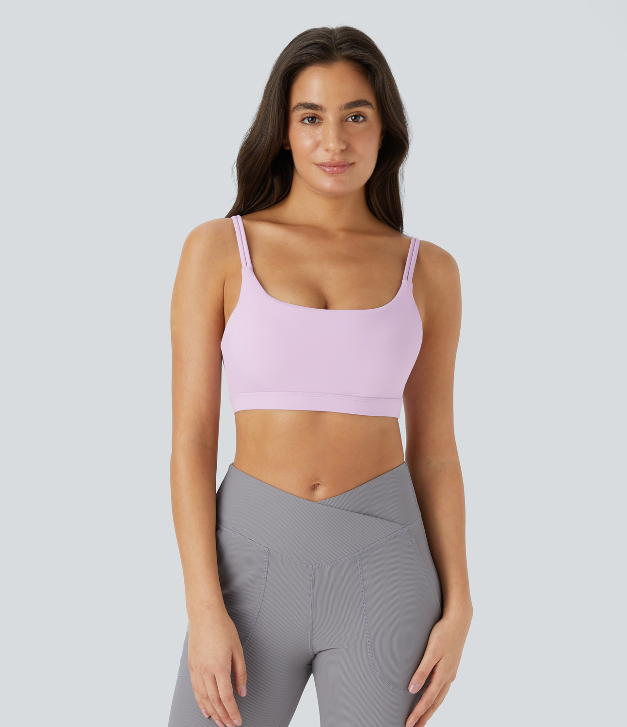 Halara Softlyzeroв„ў Plush Low Support U Neck Backless Yoga Sports Bra  - Winsome Orchid - S push up bra strapless bra backless bra sticky bra 
