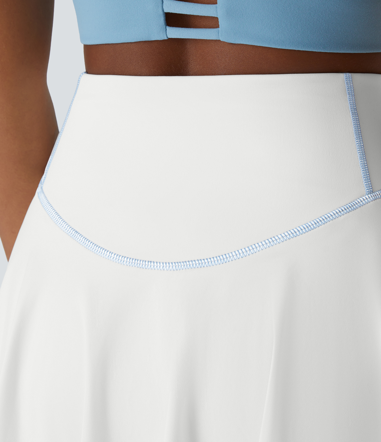 Halara High Waisted Butt Lifting 2-in-1 Side Pocket Mini Flare Tennis Skirt  - White - S midi skirt a line skirt golfing skirt 