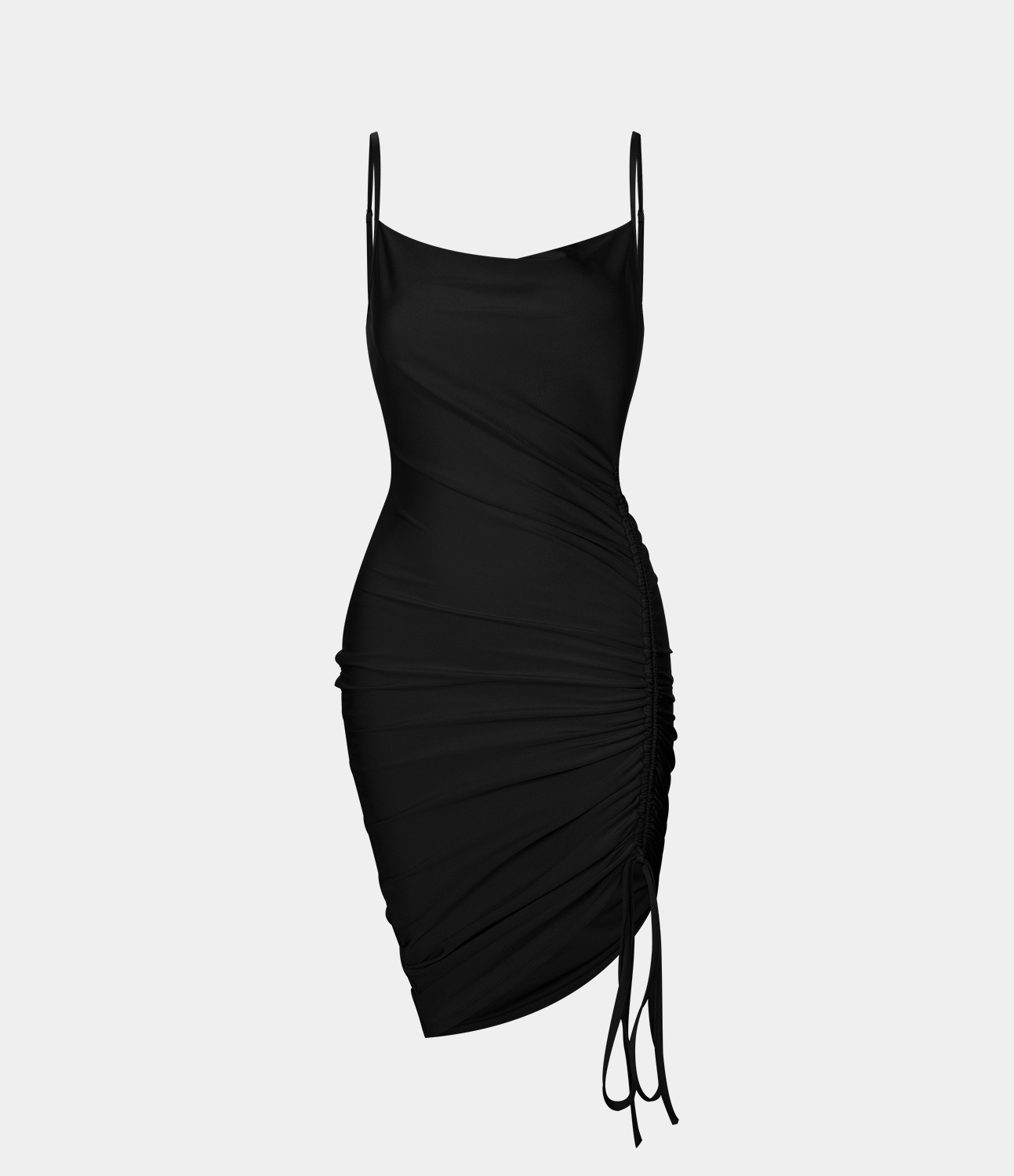 

Halara Square Neck Ruched Drawstring Adjustable Strap Backless Bodycon Mini Casual Dress Casual Dress - Black -  slip dress beach dress
