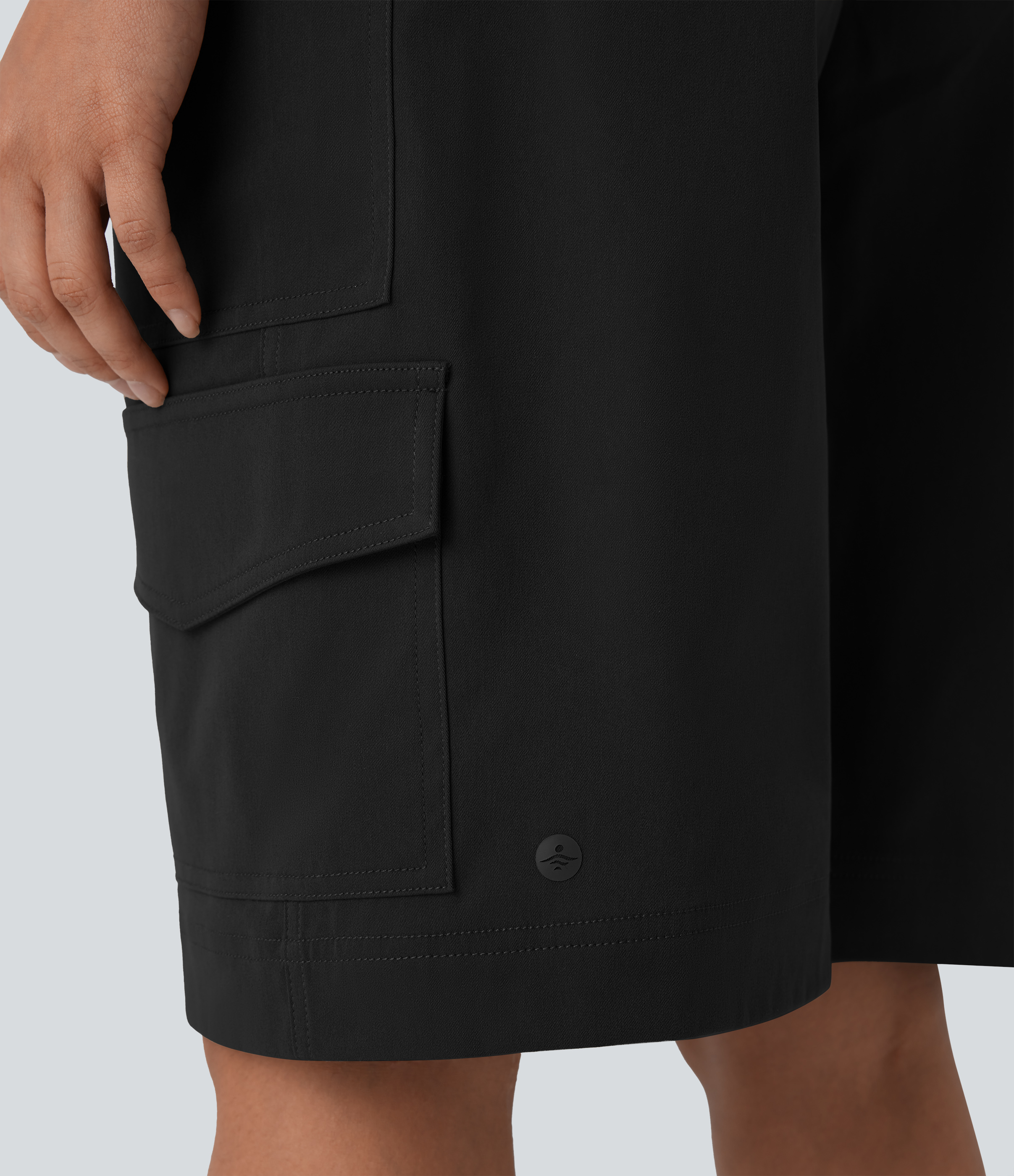 Halara Mid Rise Multiple Pockets Casual Cargo Bermuda Shorts  - Black - XL booty shorts compression shorts yoga shorts 