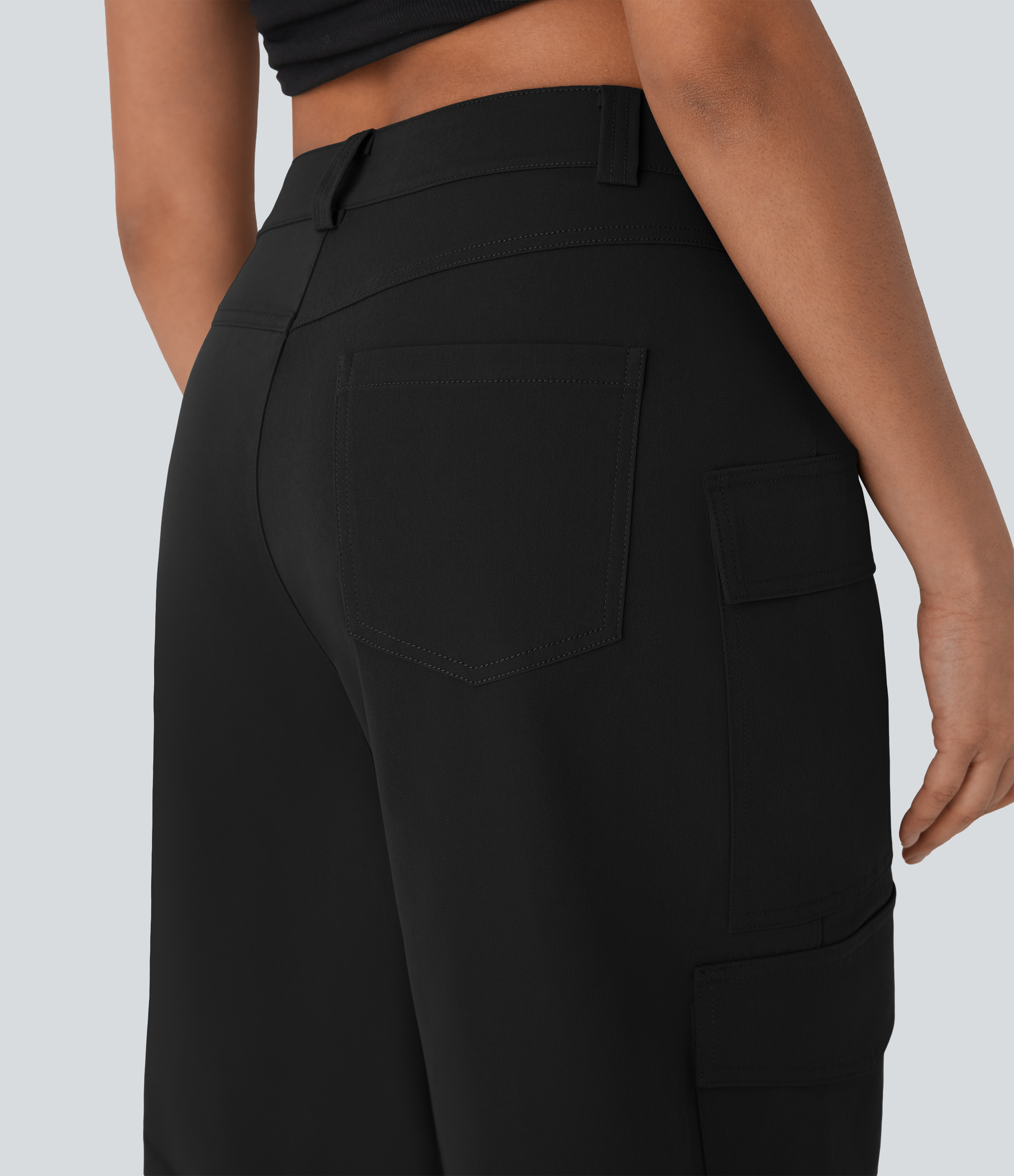 Halara Mid Rise Multiple Pockets Casual Cargo Bermuda Shorts  - Black - XL booty shorts compression shorts yoga shorts 