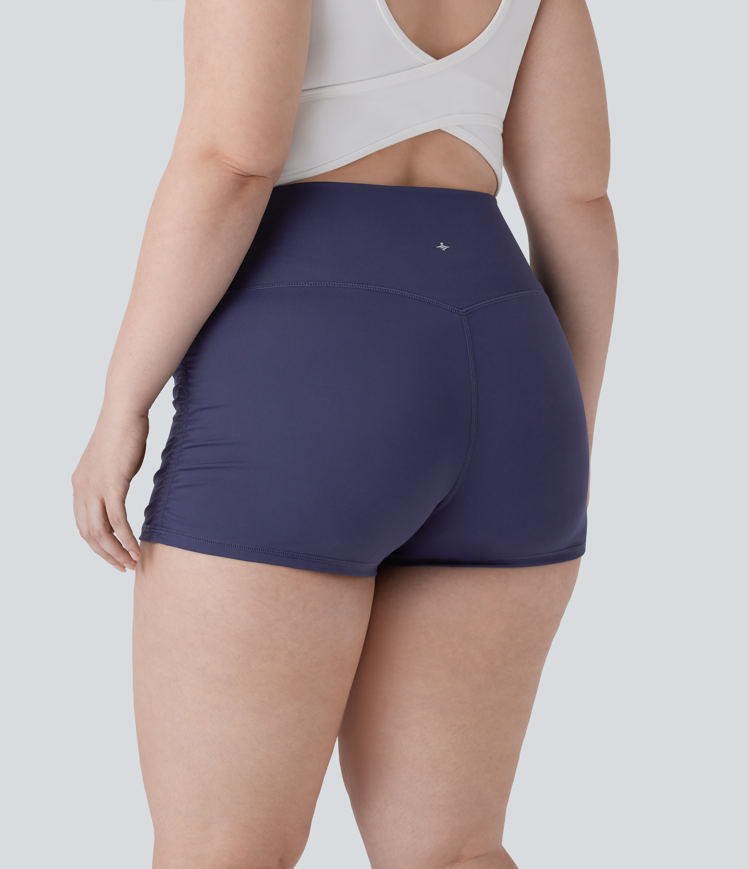 Dawn Purple SoftlyZero™ QuickDry SoCinched Hohe Taille Bauchkontrolle Geraffte Laufshorts in Übergröße 2,5'' / 2