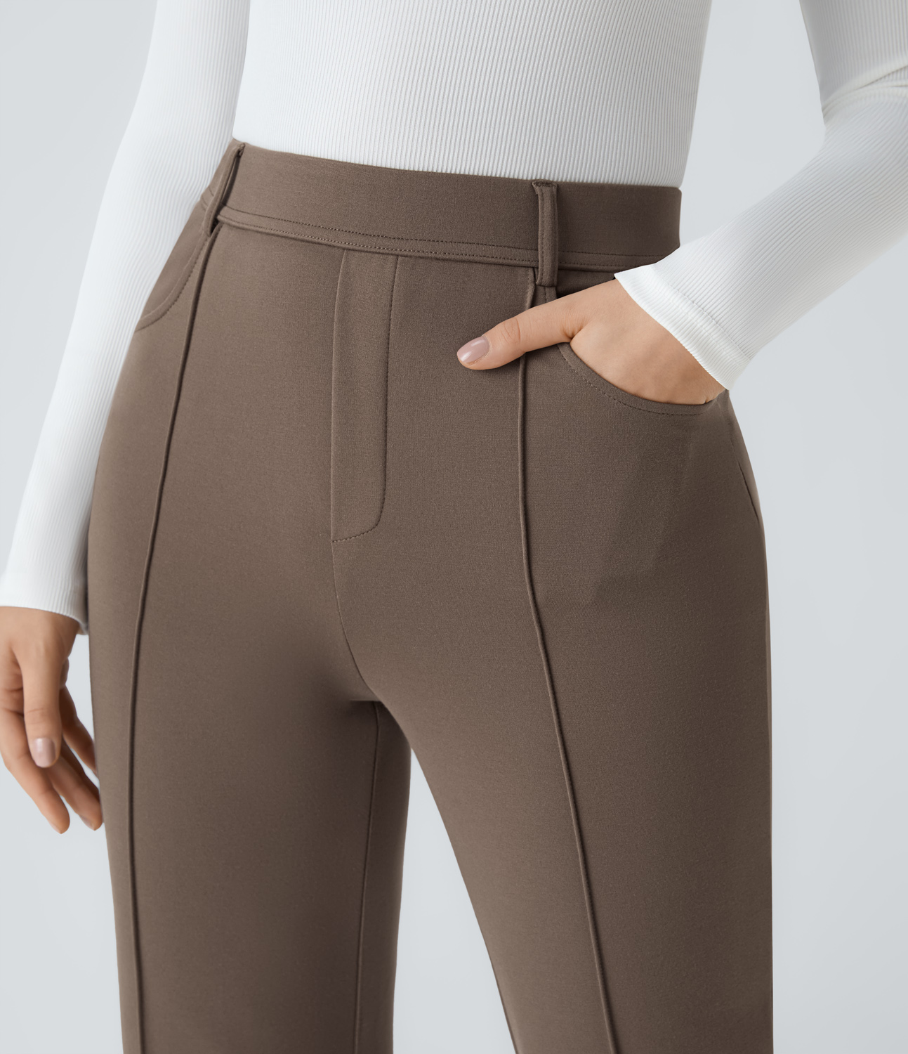 Halara HalaraFlexв„ў High Waisted Side Pocket Straight Leg Work Pants  - Iron - XL(regular) sweatpants jogger pants stacked sweatpants 