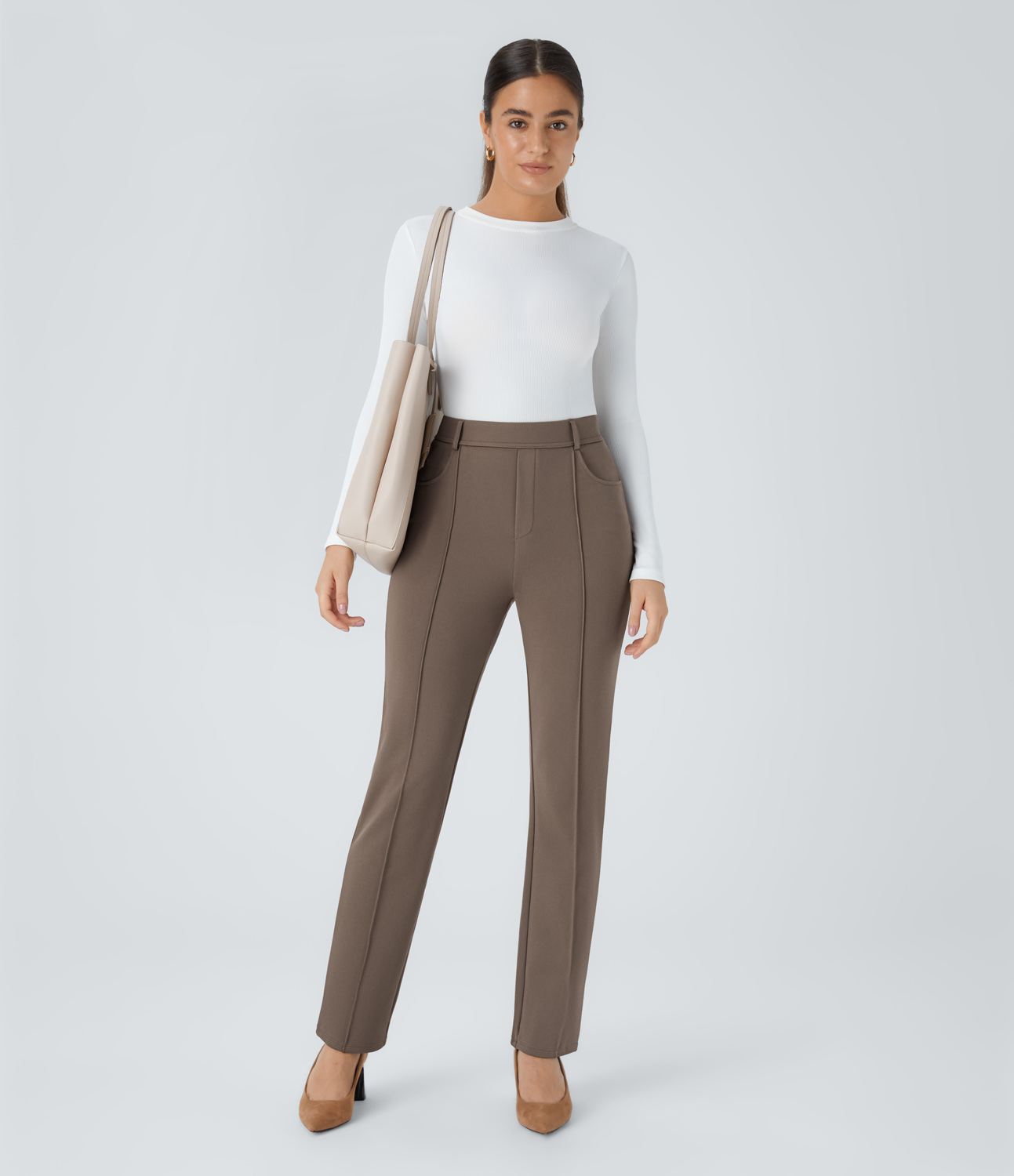 Halara HalaraFlexв„ў High Waisted Side Pocket Straight Leg Work Pants  - Iron - XL(regular) sweatpants jogger pants stacked sweatpants 