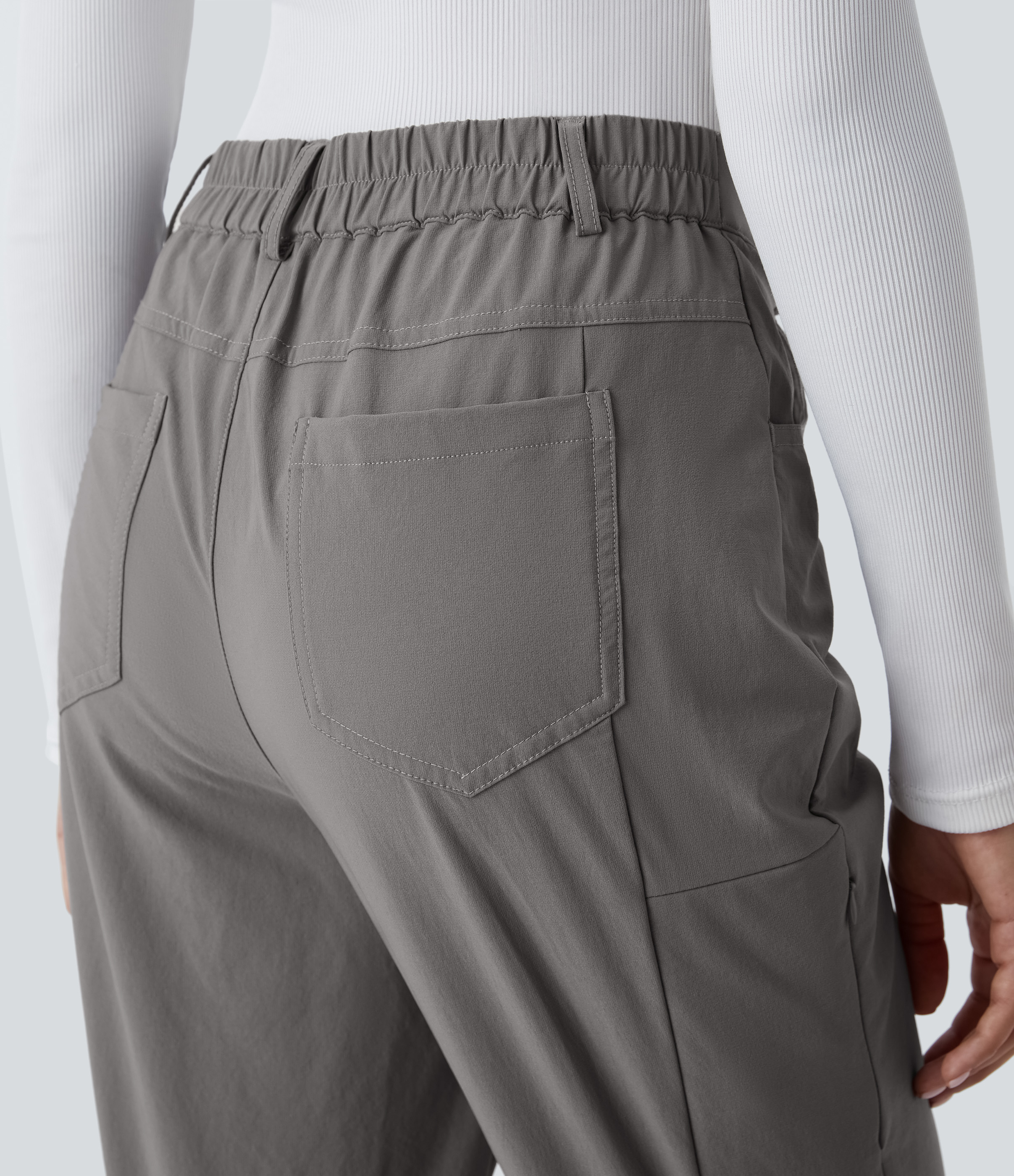 Halara Mid Rise Multiple Pockets Inside Drawstring Adjustable Hem Work Pants  - Cloudburst - XS(regular) sweatpants jogger pants 