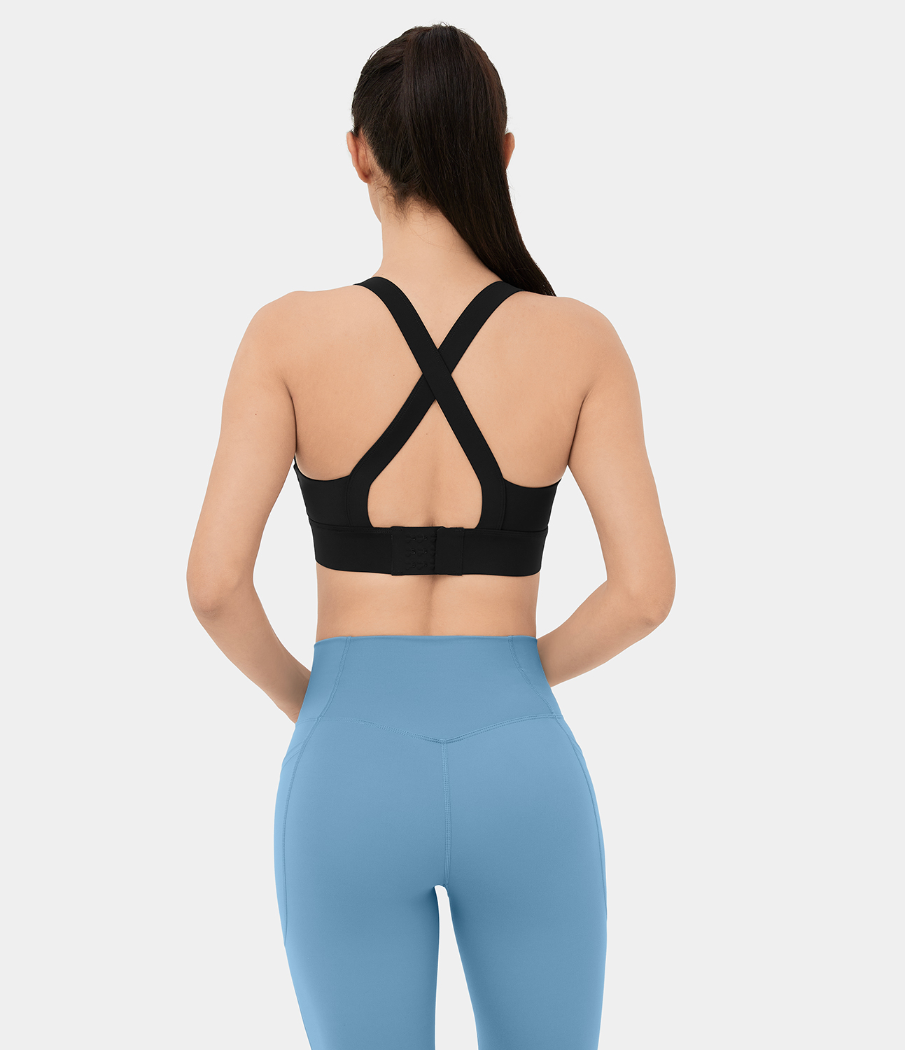 Halara Low Support U Neck Backless Crisscross Adjustable Yoga Sports Bra  - Black - XL push up bra strapless bra backless bra sticky bra 