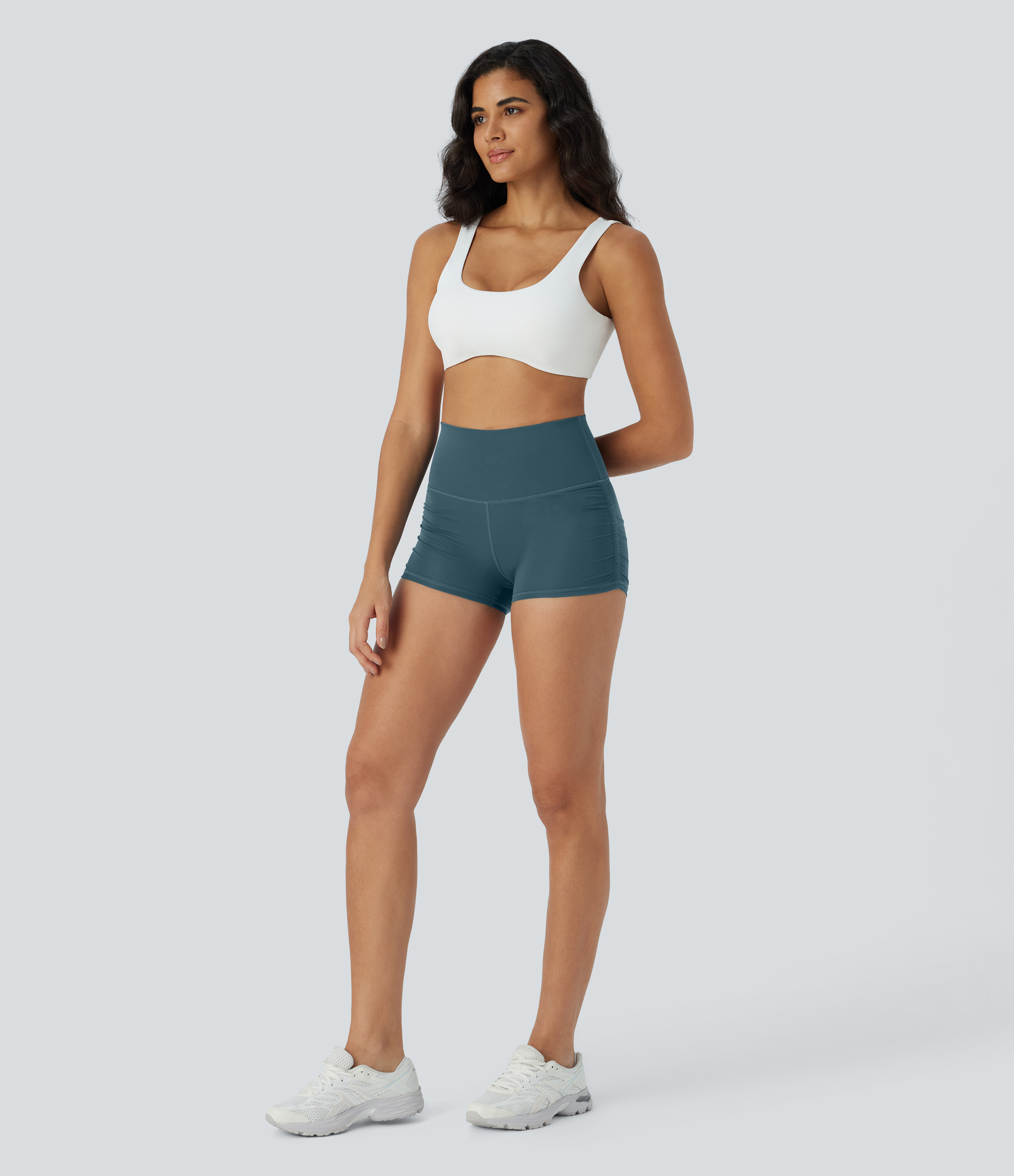 Halara SoCinched High Waisted Tummy Control Ruched Quick Dry Running Biker Shorts 2.5``  - Dragonfly - M biker shorts women 