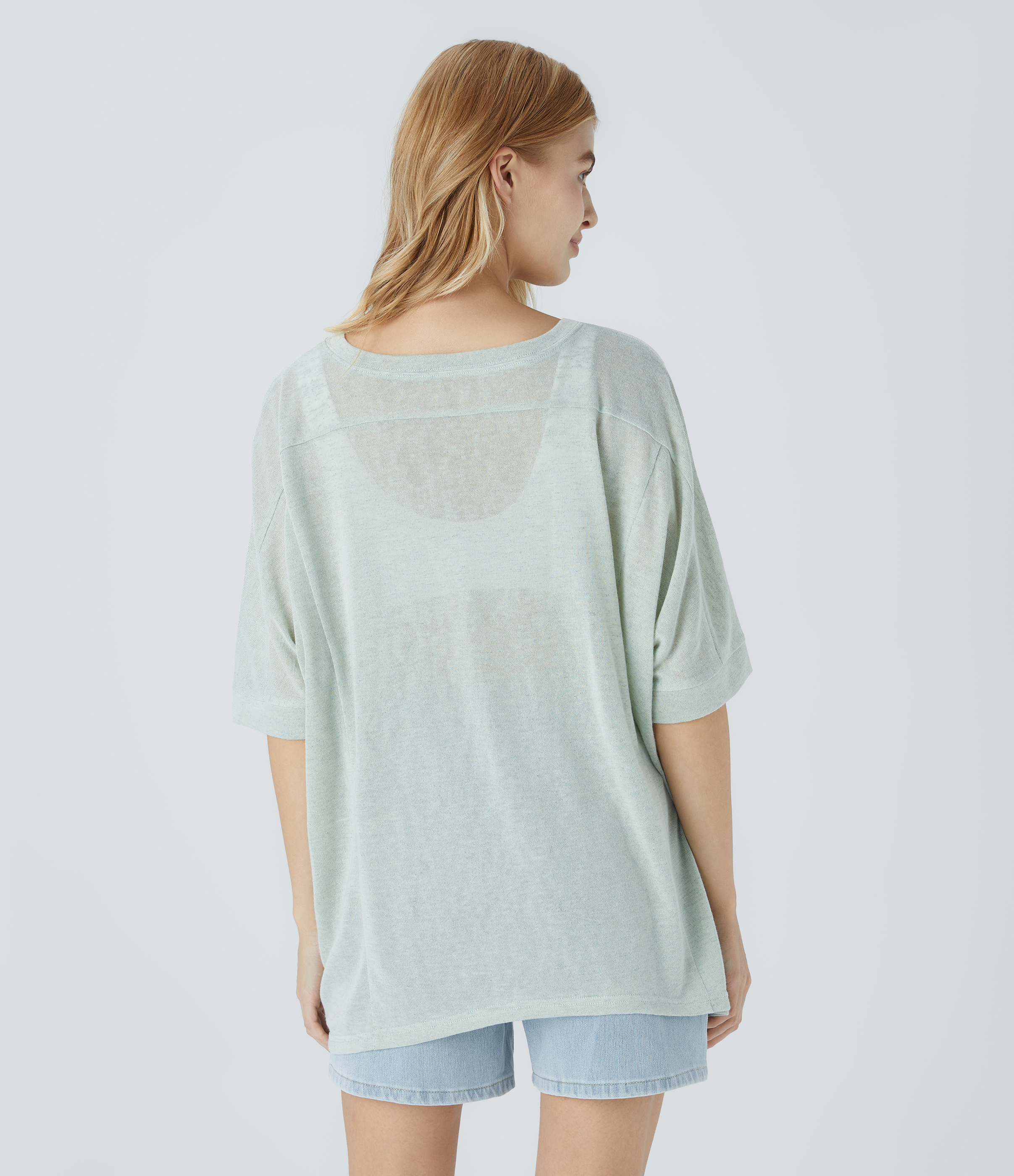 Halara Asymmetric Split Hem Sheer Oversize Casual Top Tank Top - Chalk Blue - XS golf tops halter top tunic tops sleeveless tops backless top 