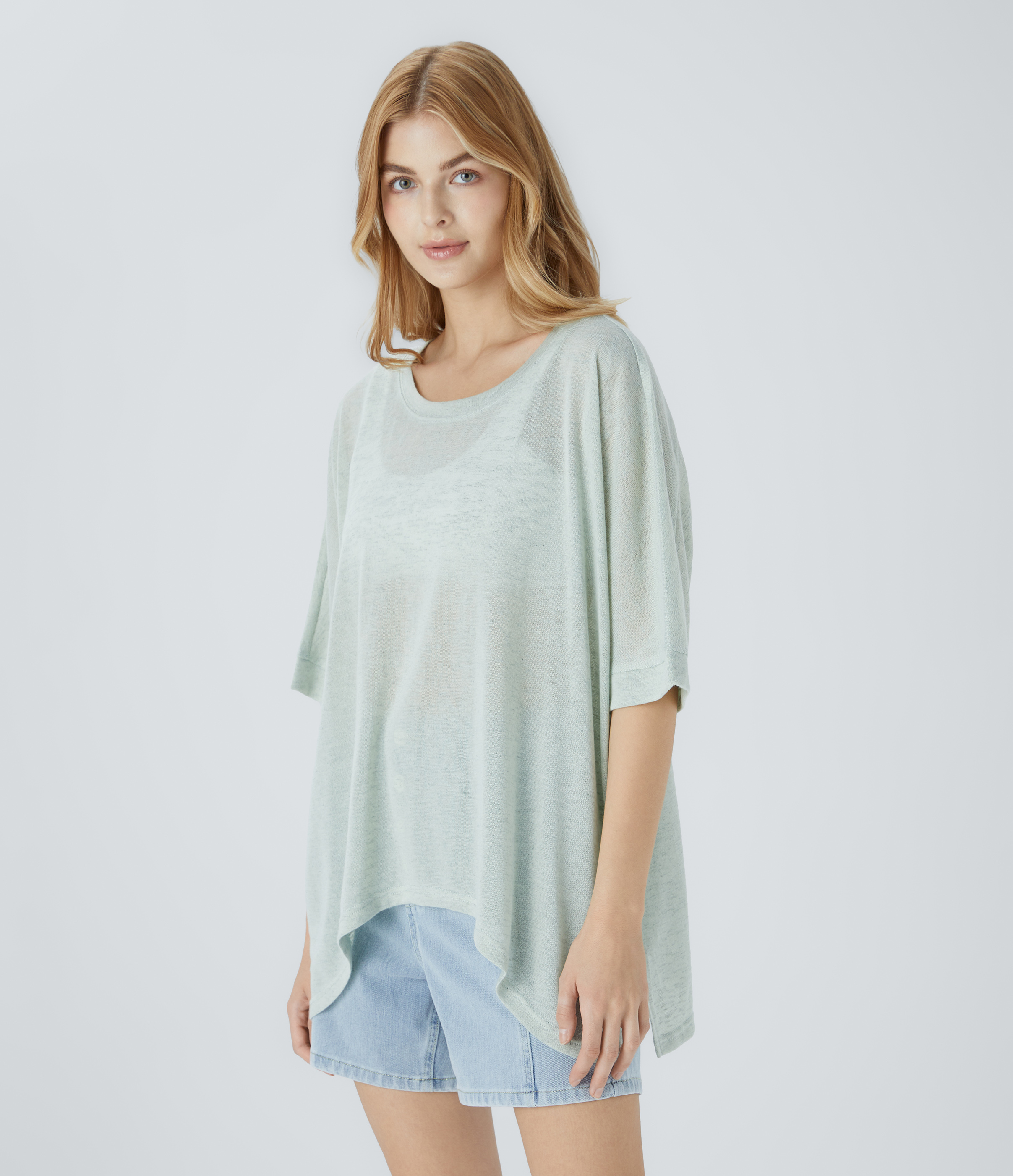 Halara Asymmetric Split Hem Sheer Oversize Casual Top Tank Top - Chalk Blue - XS golf tops halter top tunic tops sleeveless tops backless top 