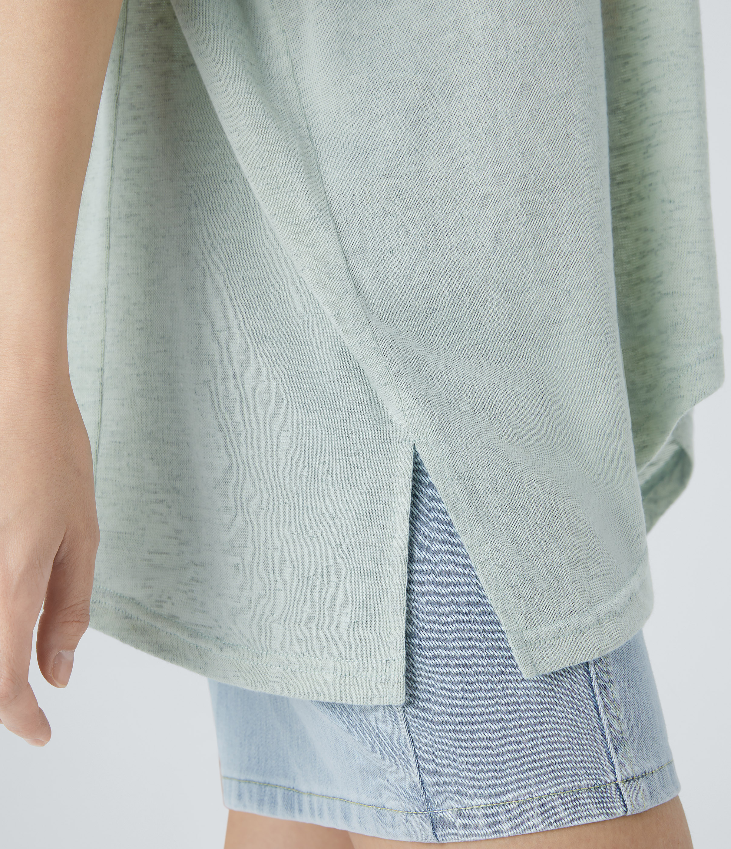 Halara Asymmetric Split Hem Sheer Oversize Casual Top Tank Top - Chalk Blue - XS golf tops halter top tunic tops sleeveless tops backless top 