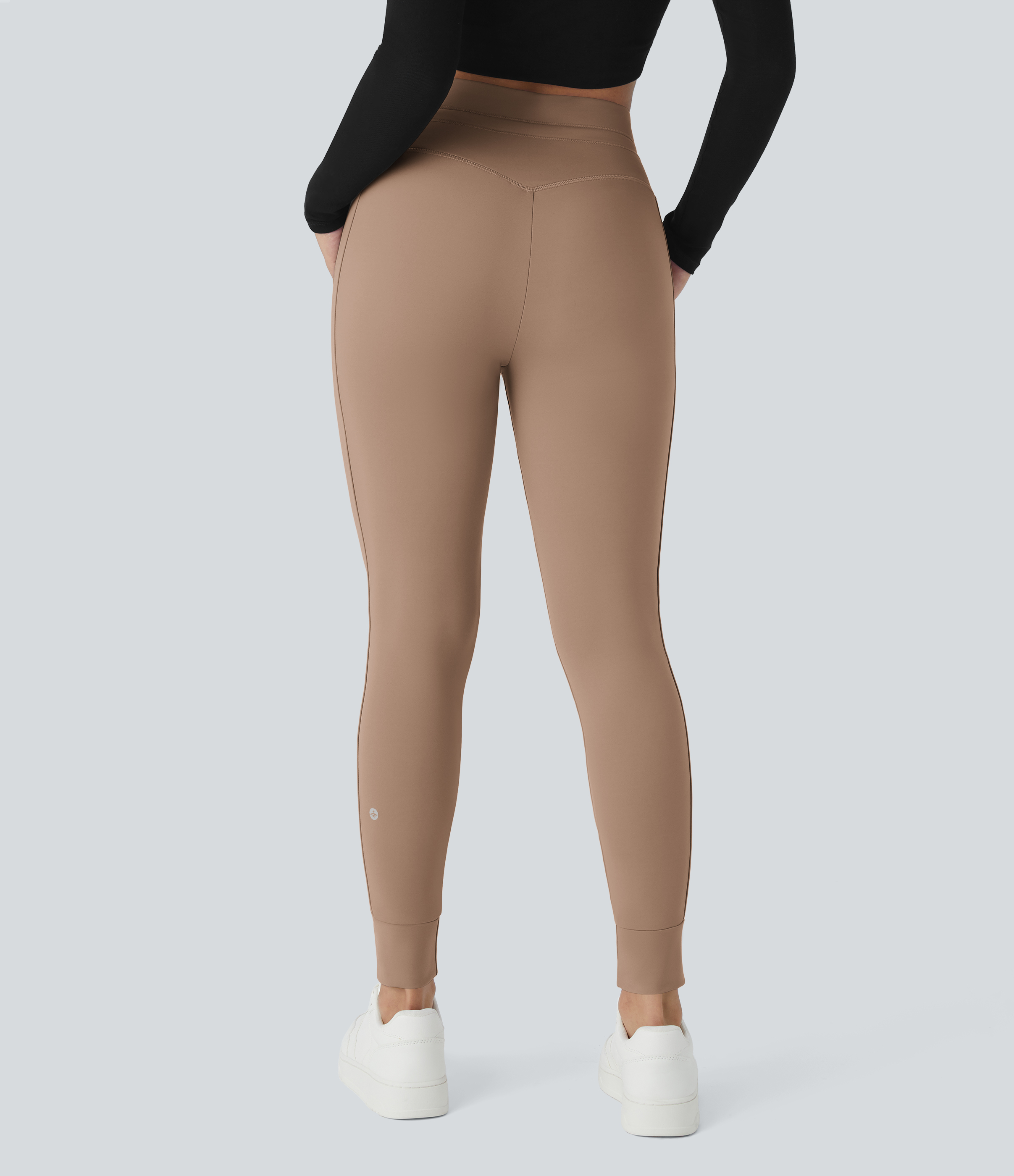 Halara Softlyzeroв„ў Plush High Waisted Drawstring Side Pocket Plain Full Length Joggers  - Burro - M(petite) 