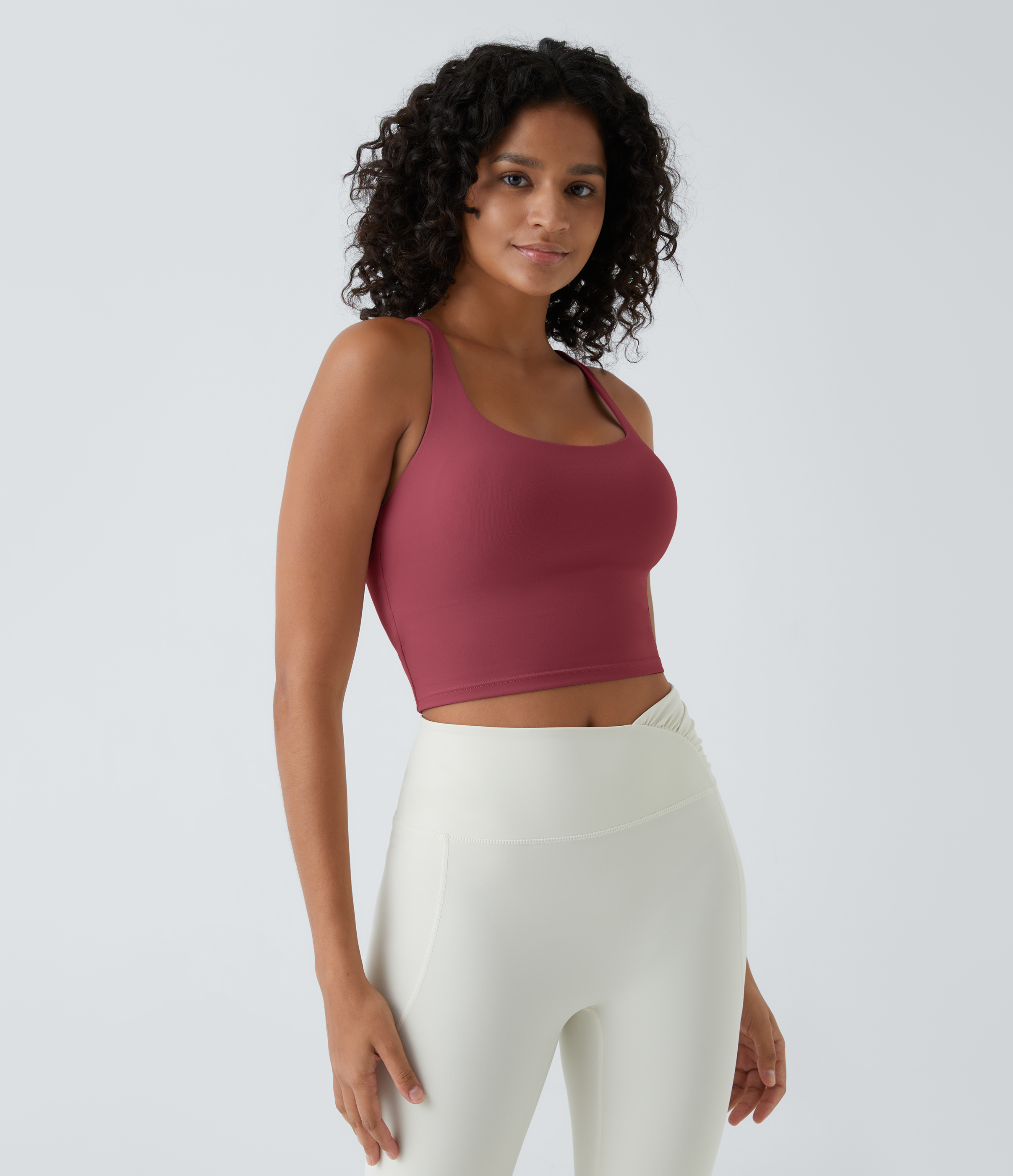Halara Crisscross Backless Cropped Yoga Tank Top Tank Top - Dry Rose - S golf tops halter top tunic tops sleeveless tops backless top 