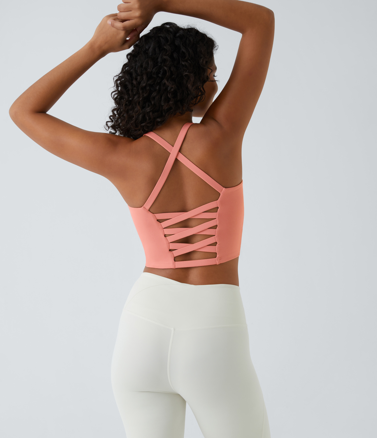 Halara Crisscross Backless Cropped Yoga Tank Top Tank Top - Blooming Dahlia - M golf tops halter top tunic tops sleeveless tops backless top 