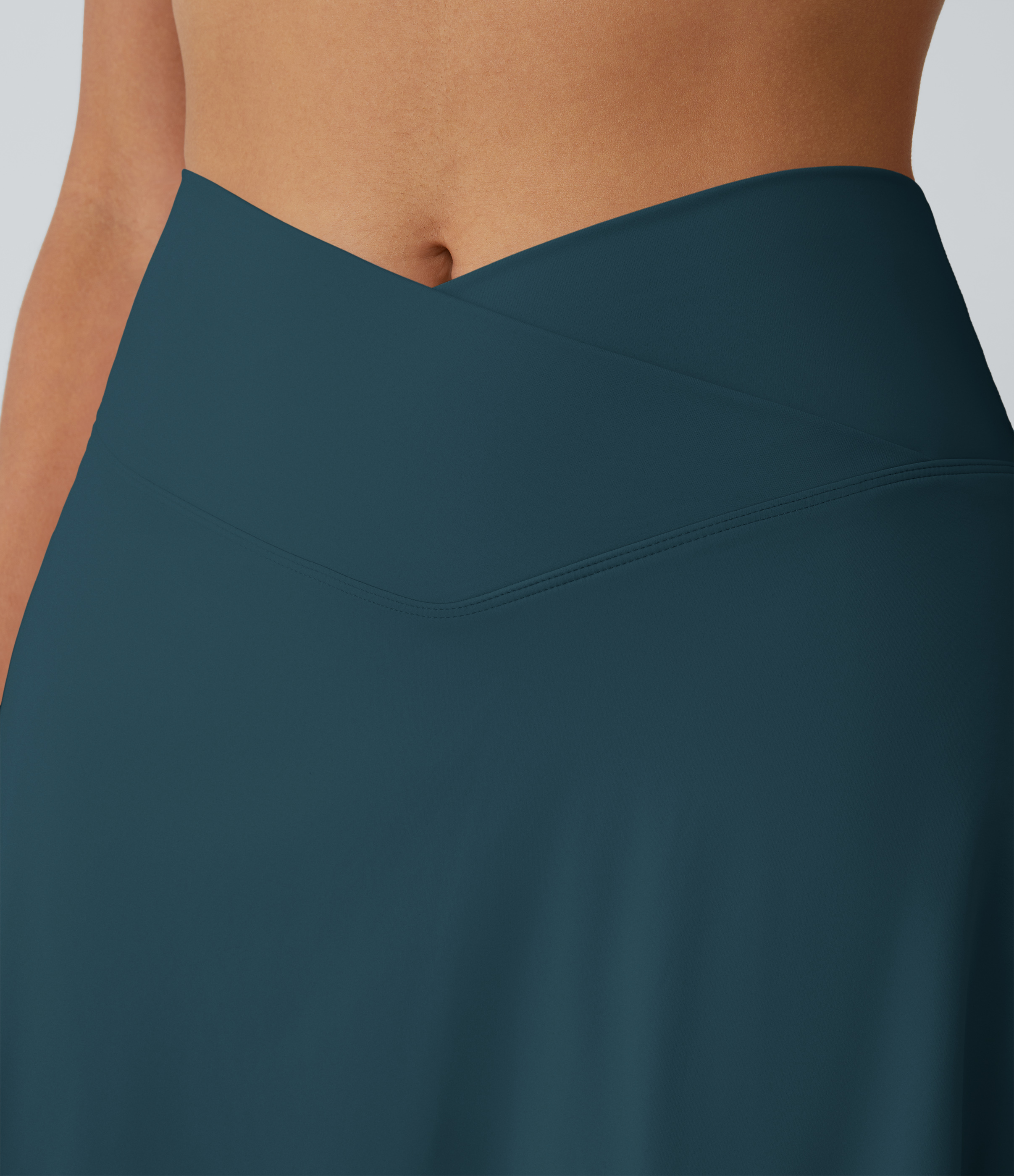 Halara Softlyzeroв„ў Airy Crossover Side Pocket 2-in-1 Cool Touch Tennis Skirt-Lucid-Longer Length  - Ink Green - L(Long) 