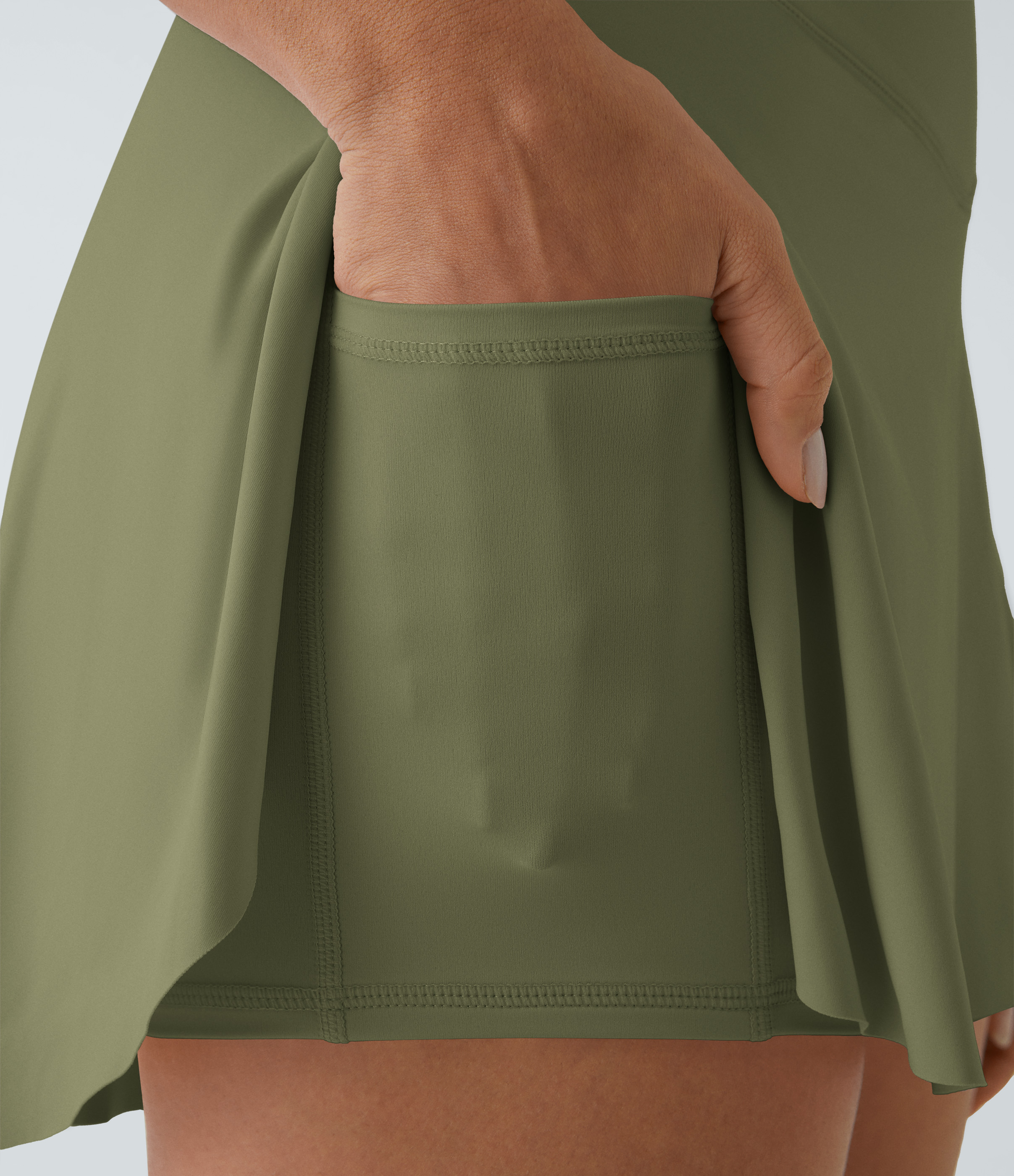 Halara Softlyzeroв„ў Airy Crossover Side Pocket 2-in-1 Cool Touch Tennis Skirt-Lucid-Longer Length  - Loden Green - S(Long) 