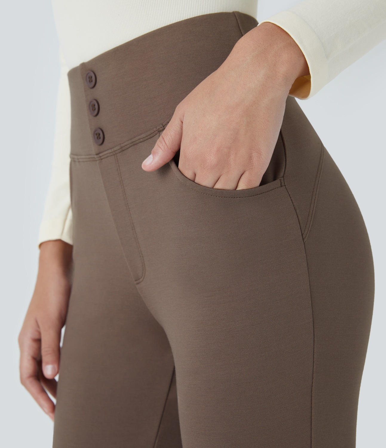 Halara HalaraFlexв„ў High Waisted Decorative Button Side Pocket Skinny Work Pants  - Iron - M(regular) sweatpants jogger pants 