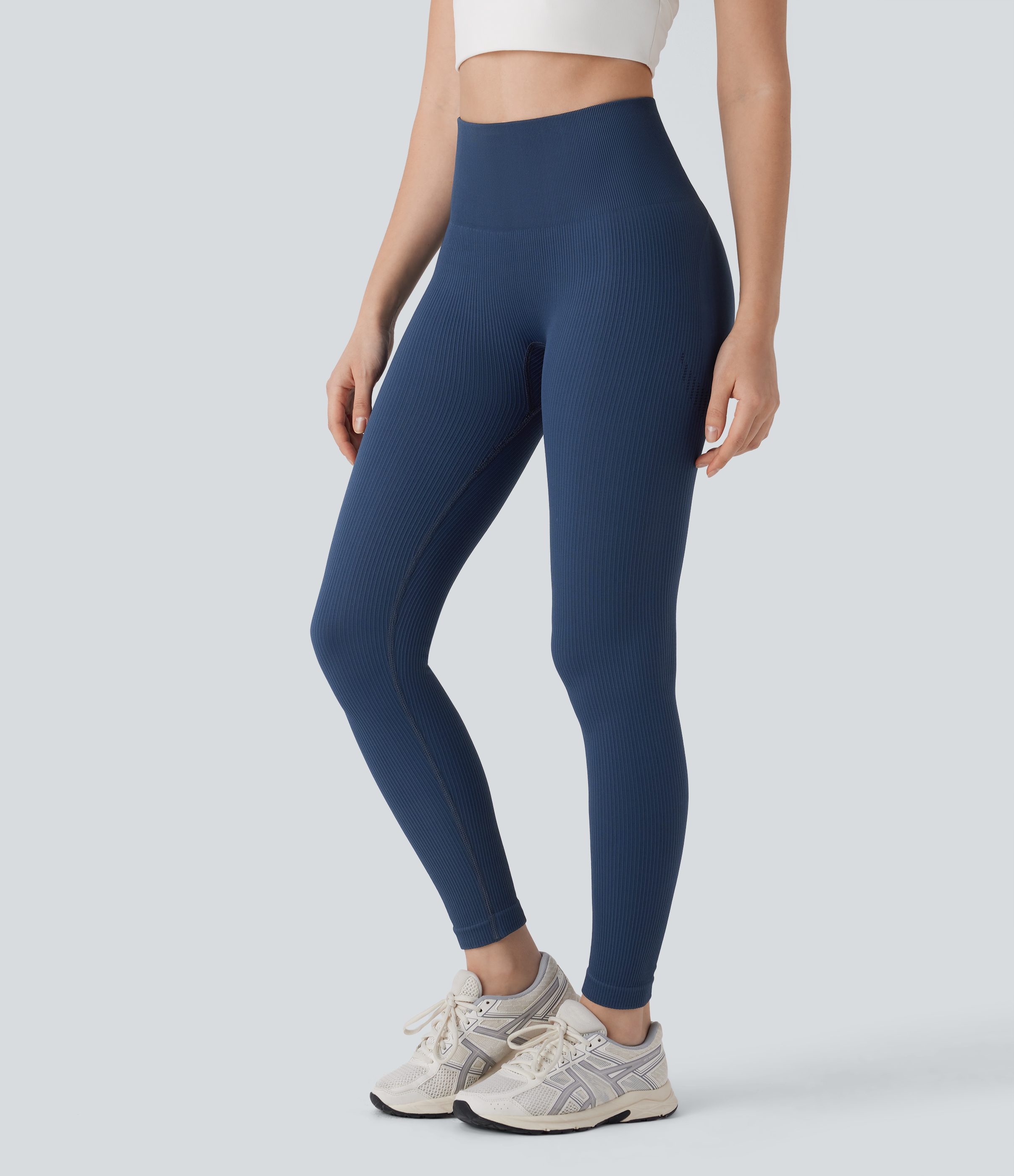 Halara Seamless Flow High Waisted Tummy Control Butt Lifting 7/8 Yoga Leggings  - Peacoat - M(7/8) gym leggings leggings with pockets 