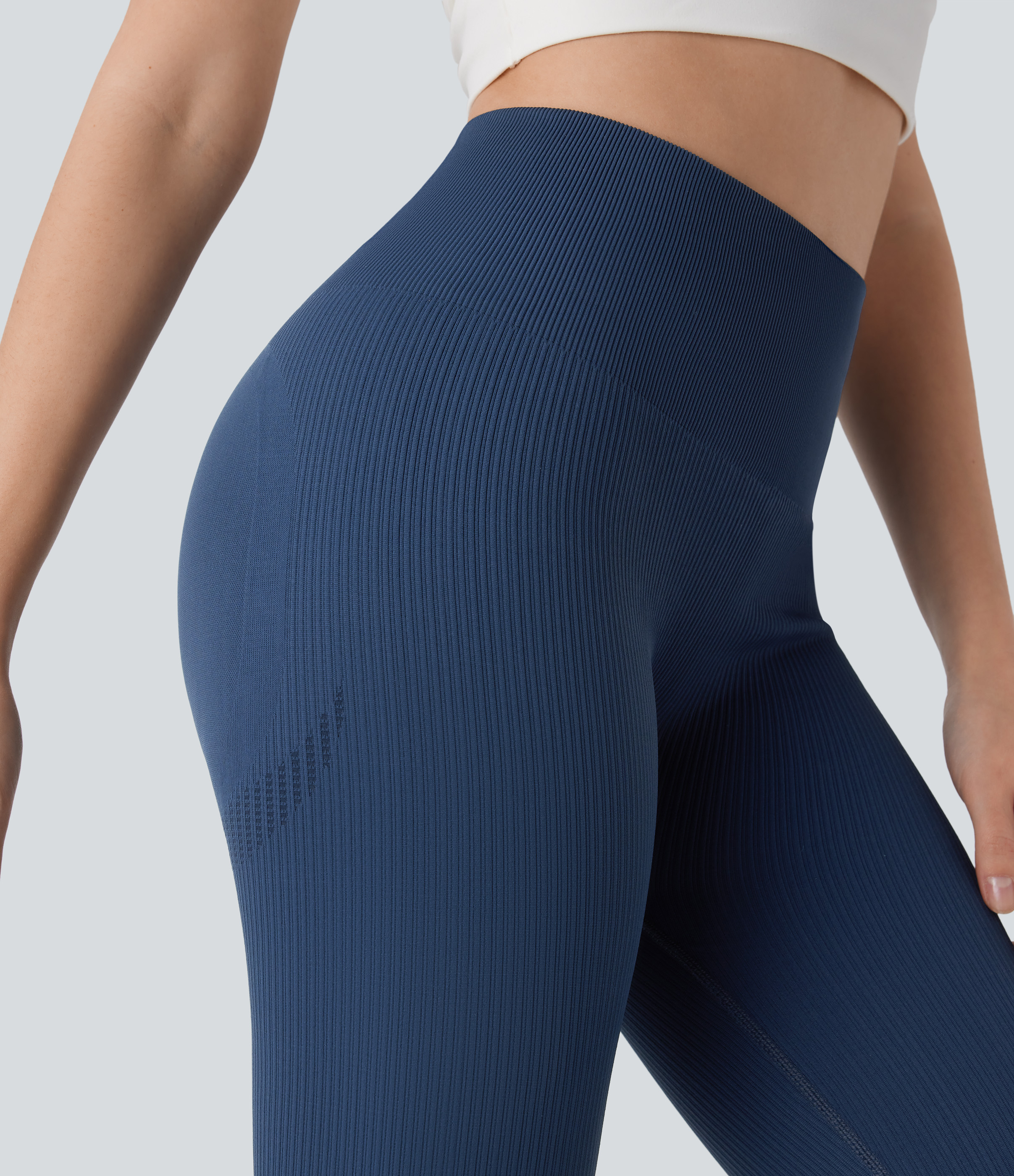 Halara Seamless Flow High Waisted Tummy Control Butt Lifting 7/8 Yoga Leggings  - Peacoat - M(7/8) gym leggings leggings with pockets 
