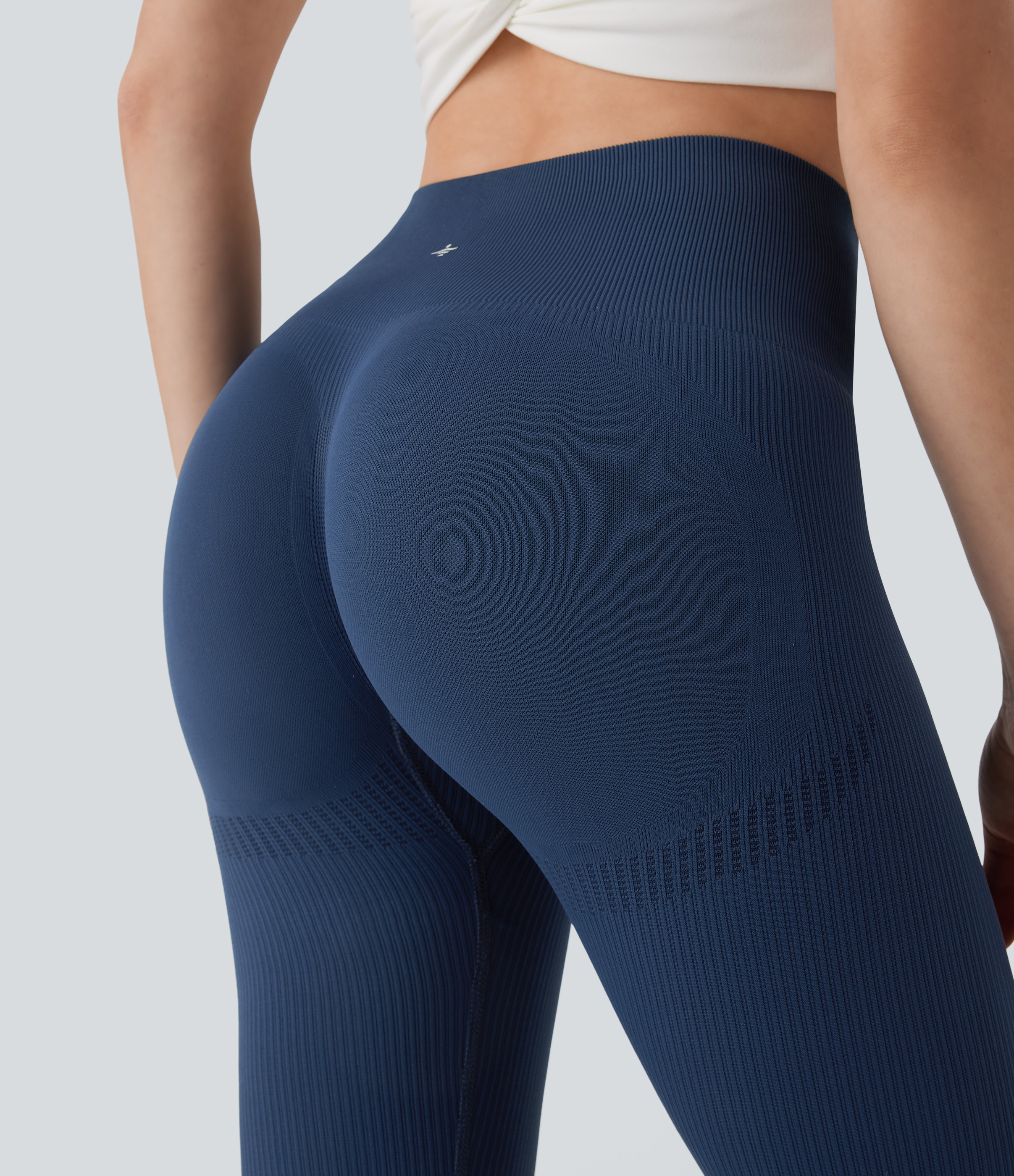 Halara Seamless Flow High Waisted Tummy Control Butt Lifting 7/8 Yoga Leggings  - Peacoat - M(7/8) gym leggings leggings with pockets 
