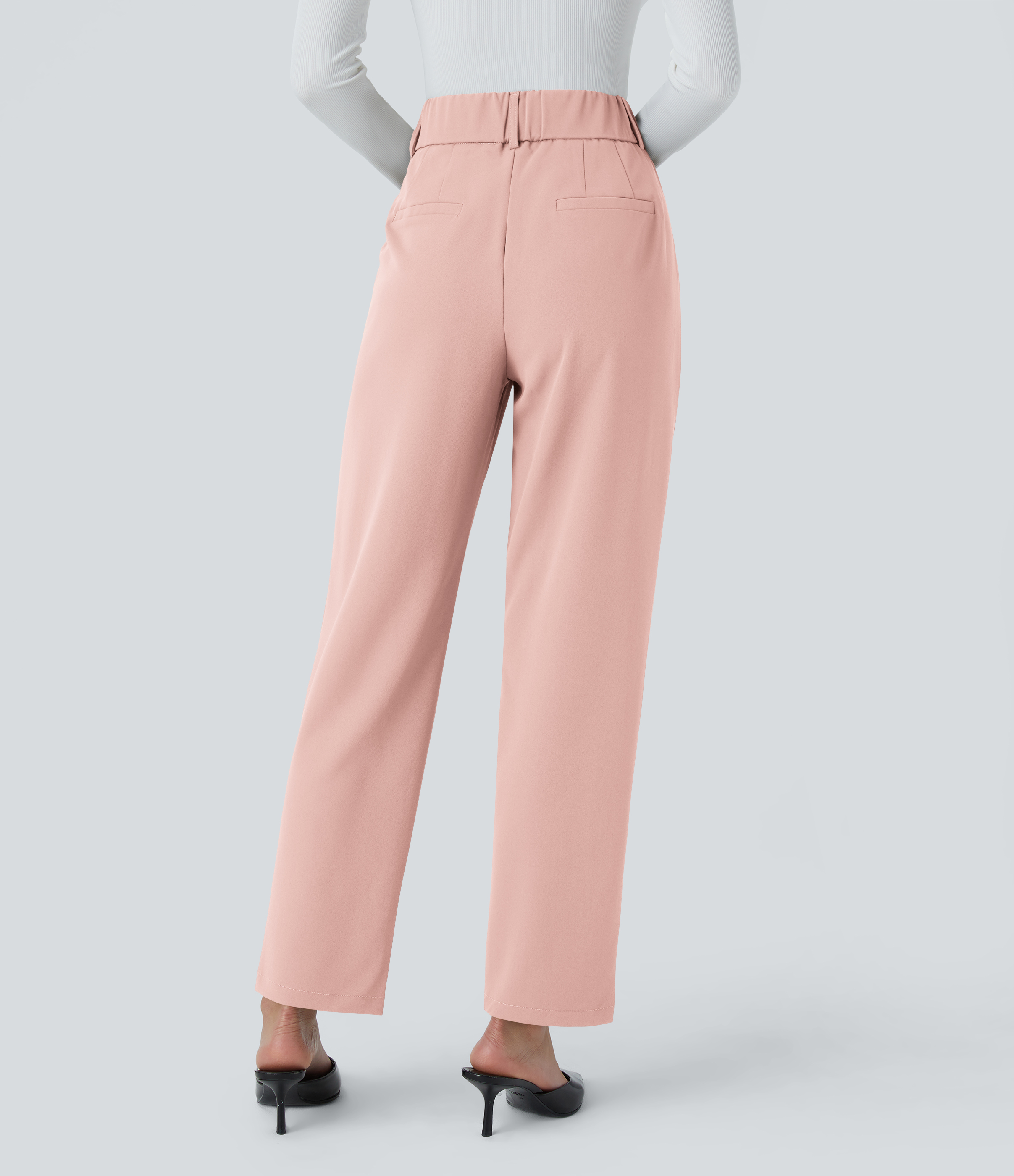 Halara High Waisted Side Pocket Solid Work Tapered Pants  - Peachskin - XL(regular) sweatpants jogger pants stacked sweatpants cargo joggers 