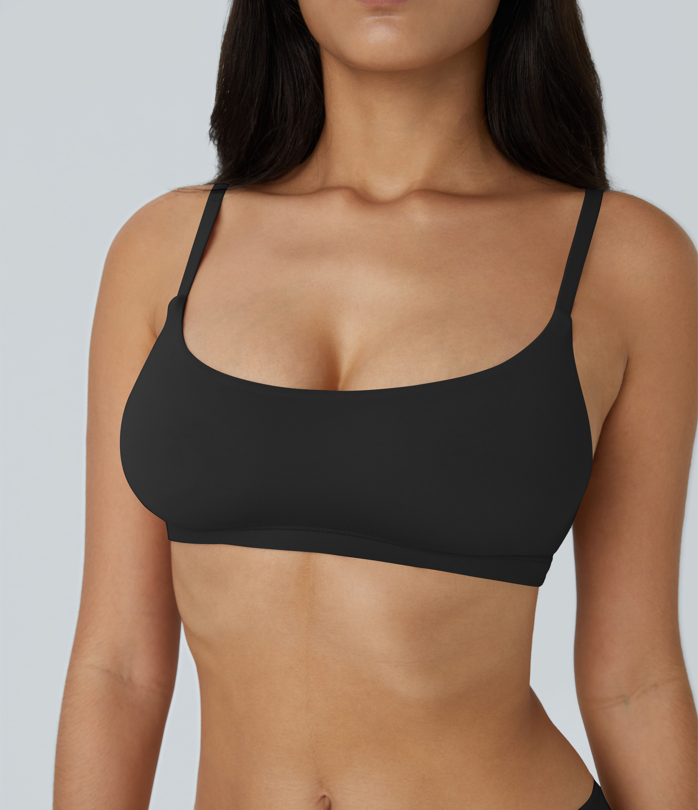 Halara High Stretch Skin Friendly U Neck Adjustable Strap Backless Lounge Underwear Bra  - Black - S 