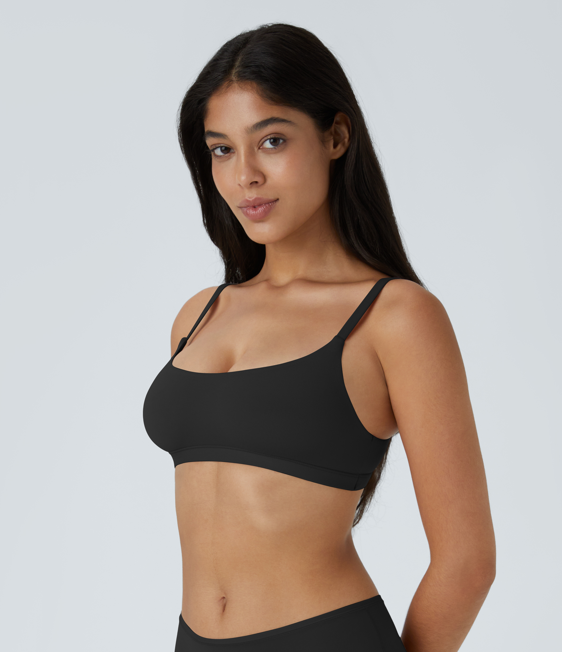 Halara High Stretch Skin Friendly U Neck Adjustable Strap Backless Lounge Underwear Bra  - Black - S 