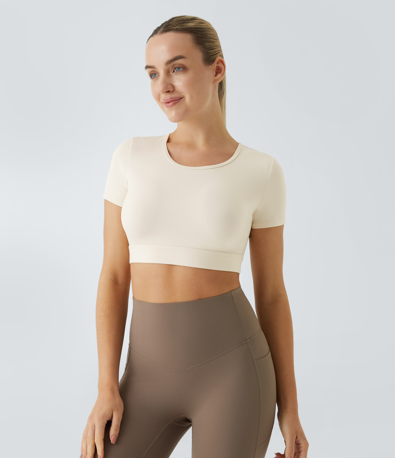 Halara Softlyzeroв„ў Plush Cut Out Backless Skinny Cropped Yoga Spors Top-UPF50+  - Solitary Star - M 