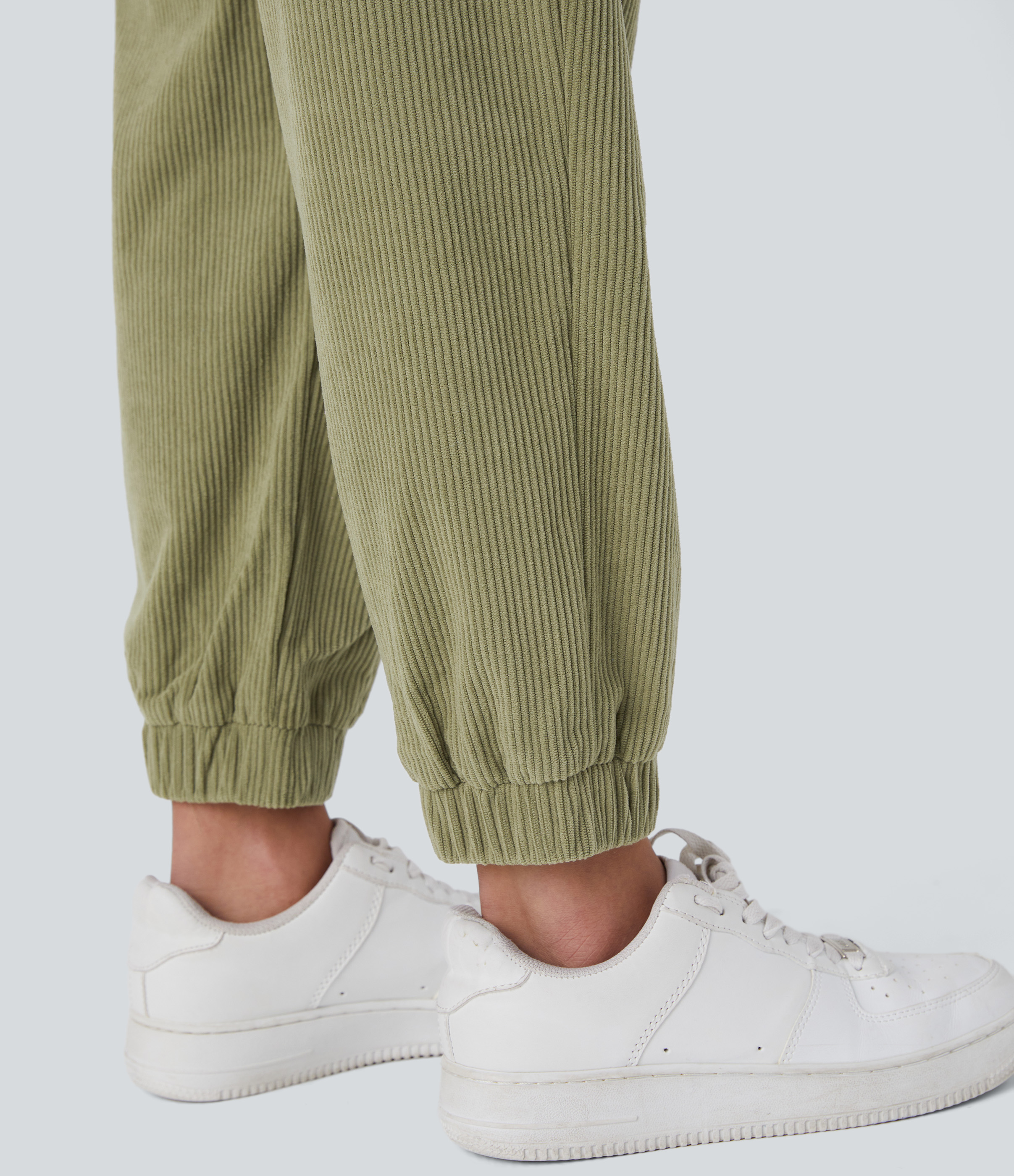 Halara Mid Rise Button Zipper Multiple Pockets Corduroy Casual Joggers  - Fresh Grass Green - XL(regular) 