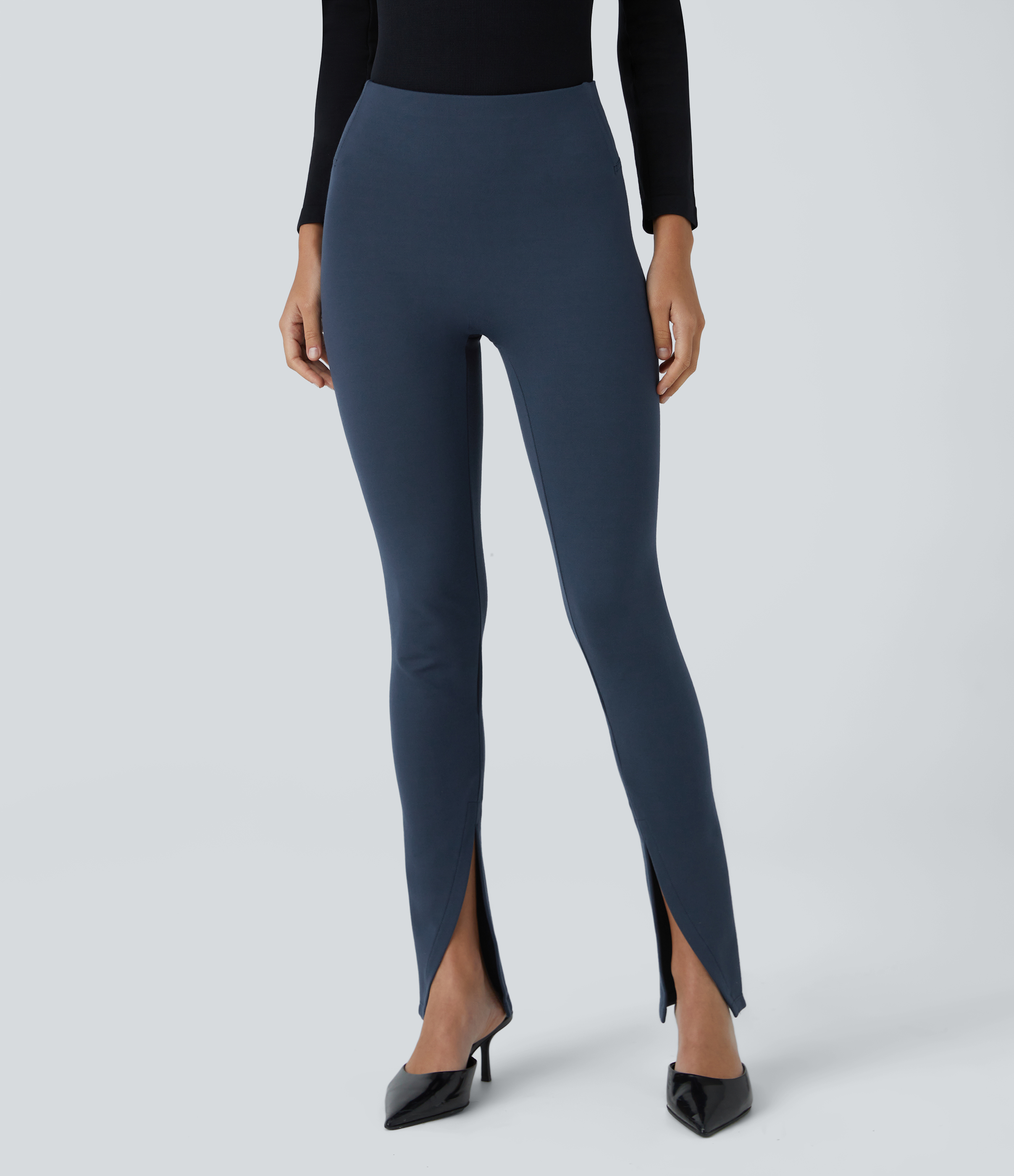 Halara High Waisted Front Split Work Pants  - Big Dipper - L(full_length) 