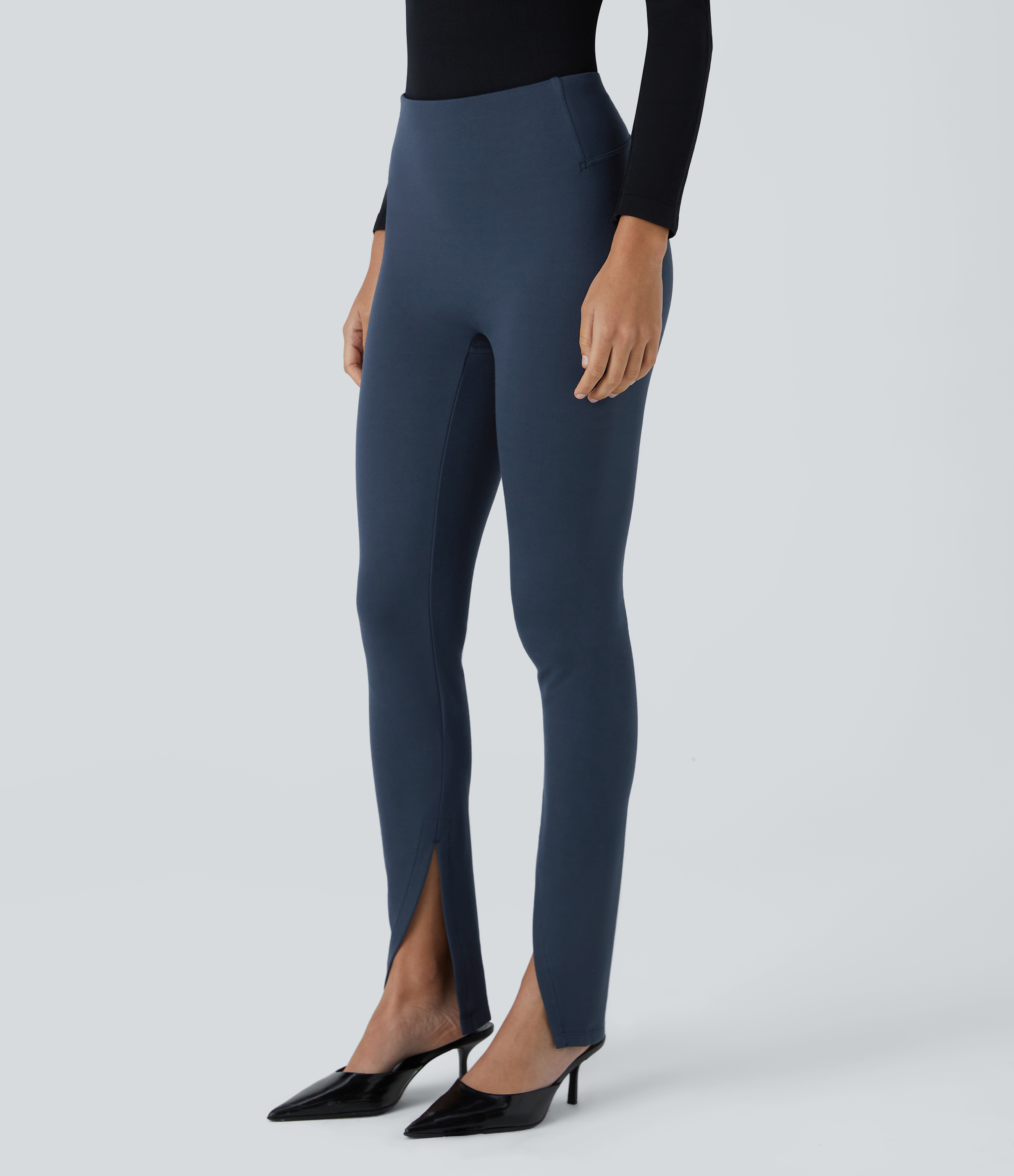 Halara High Waisted Front Split Work Pants  - Big Dipper - L(full_length) 