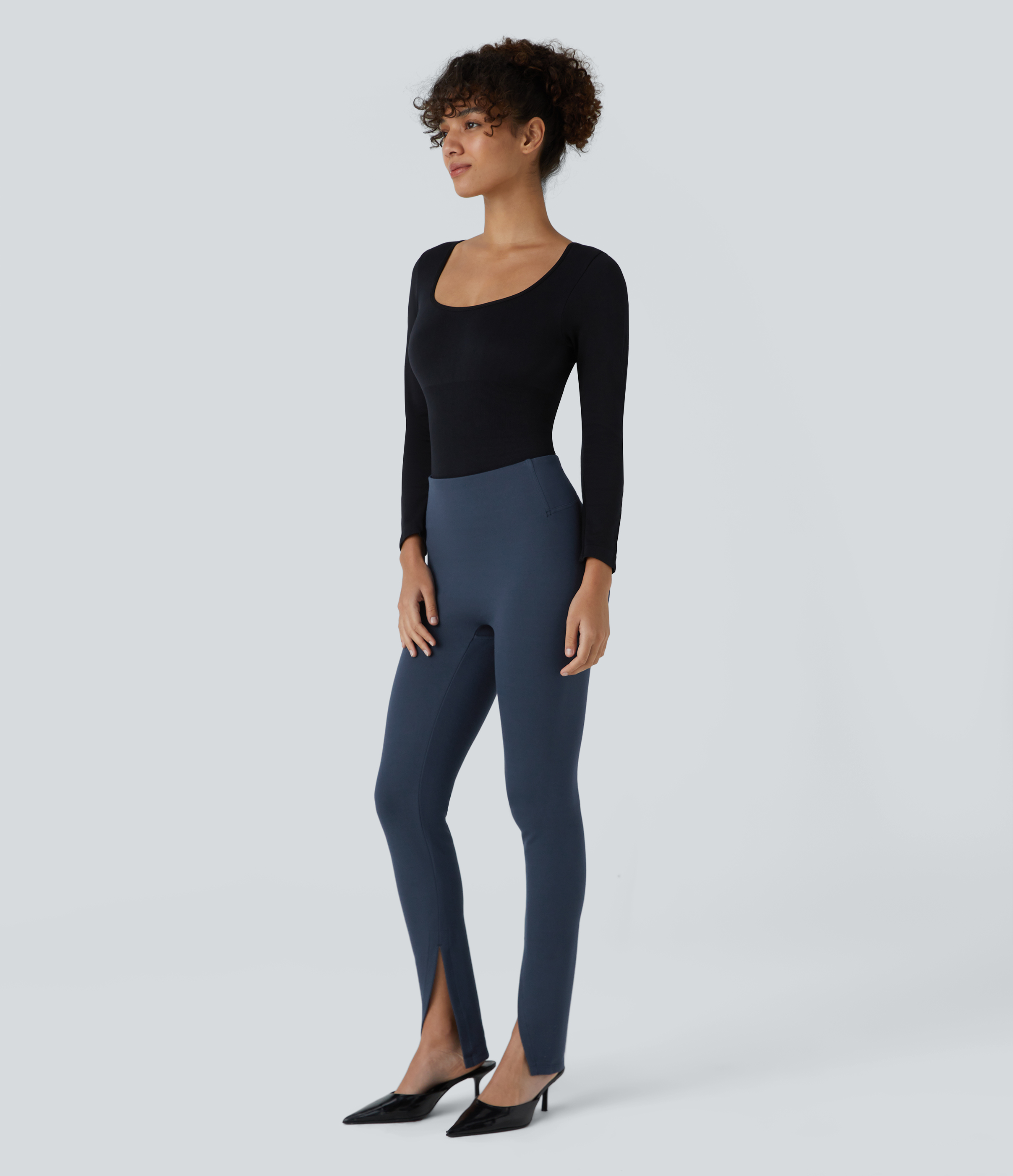 Halara High Waisted Front Split Work Pants  - Big Dipper - L(full_length) 