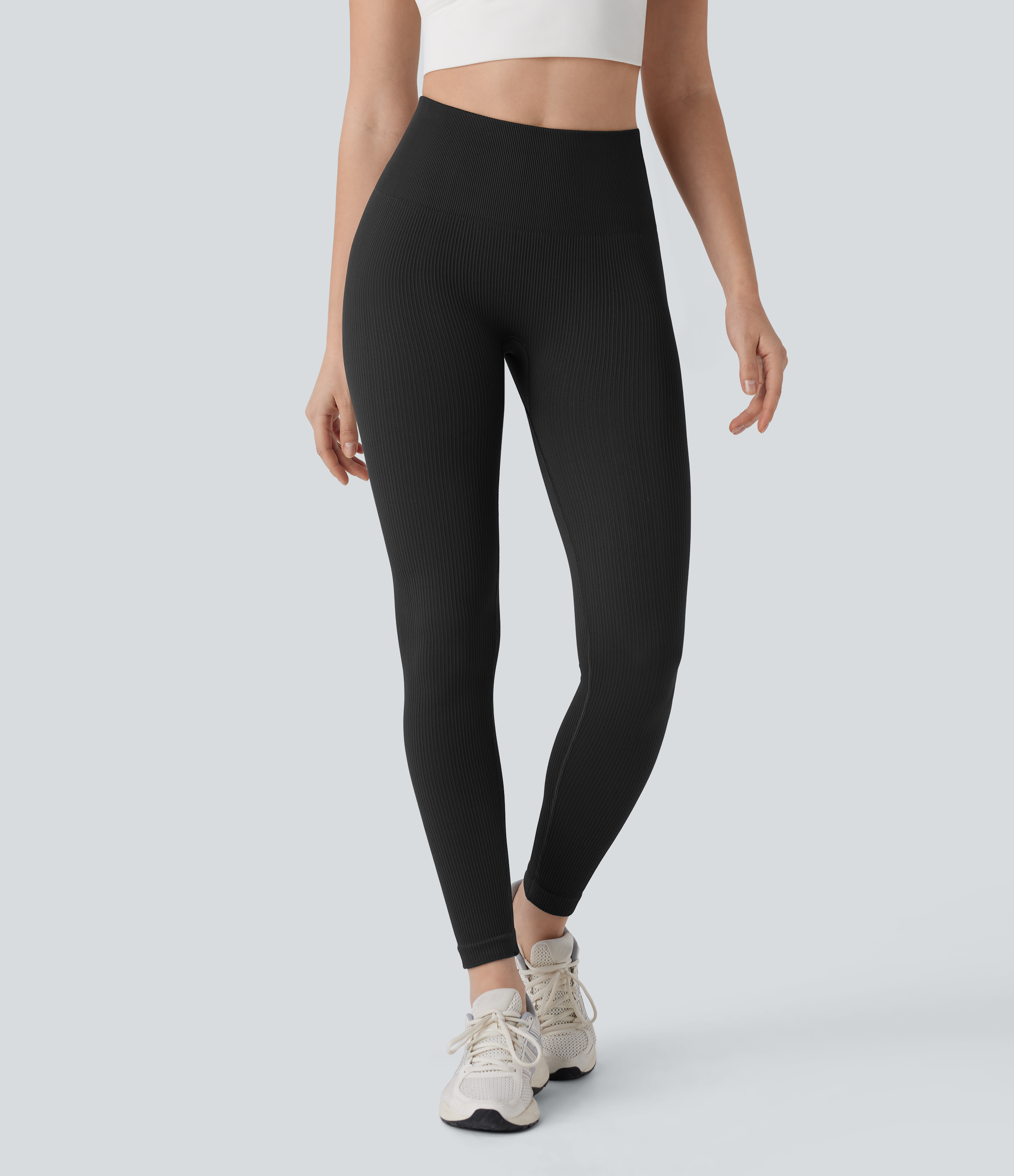 Halara Seamless Flow High Waisted Tummy Control Butt Lifting 7/8 Yoga Leggings  - Black - M(7/8) gym leggings leggings with pockets 