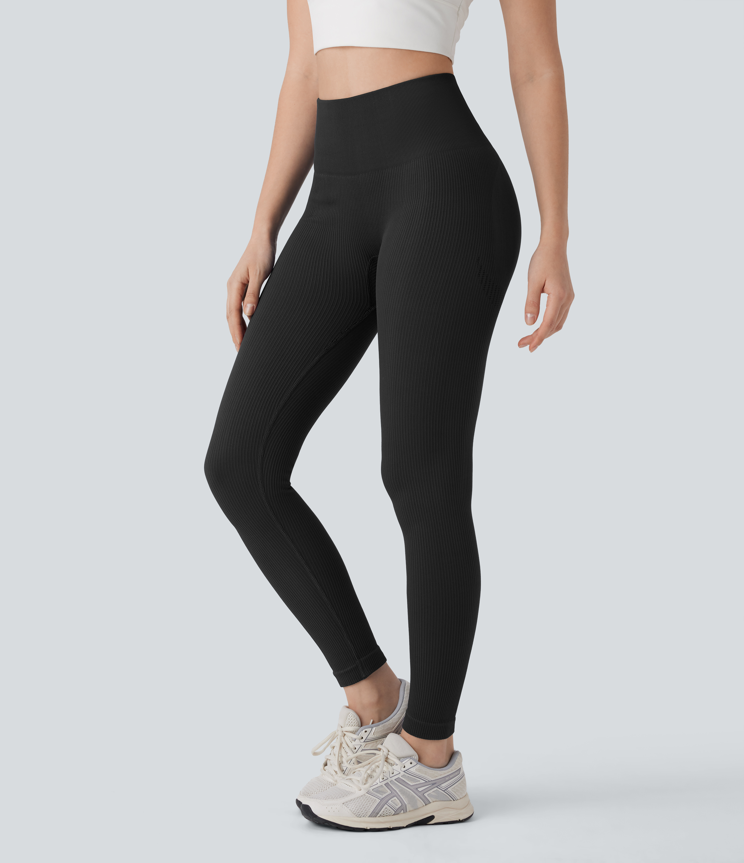 Halara Seamless Flow High Waisted Tummy Control Butt Lifting 7/8 Yoga Leggings  - Black - M(7/8) gym leggings leggings with pockets 