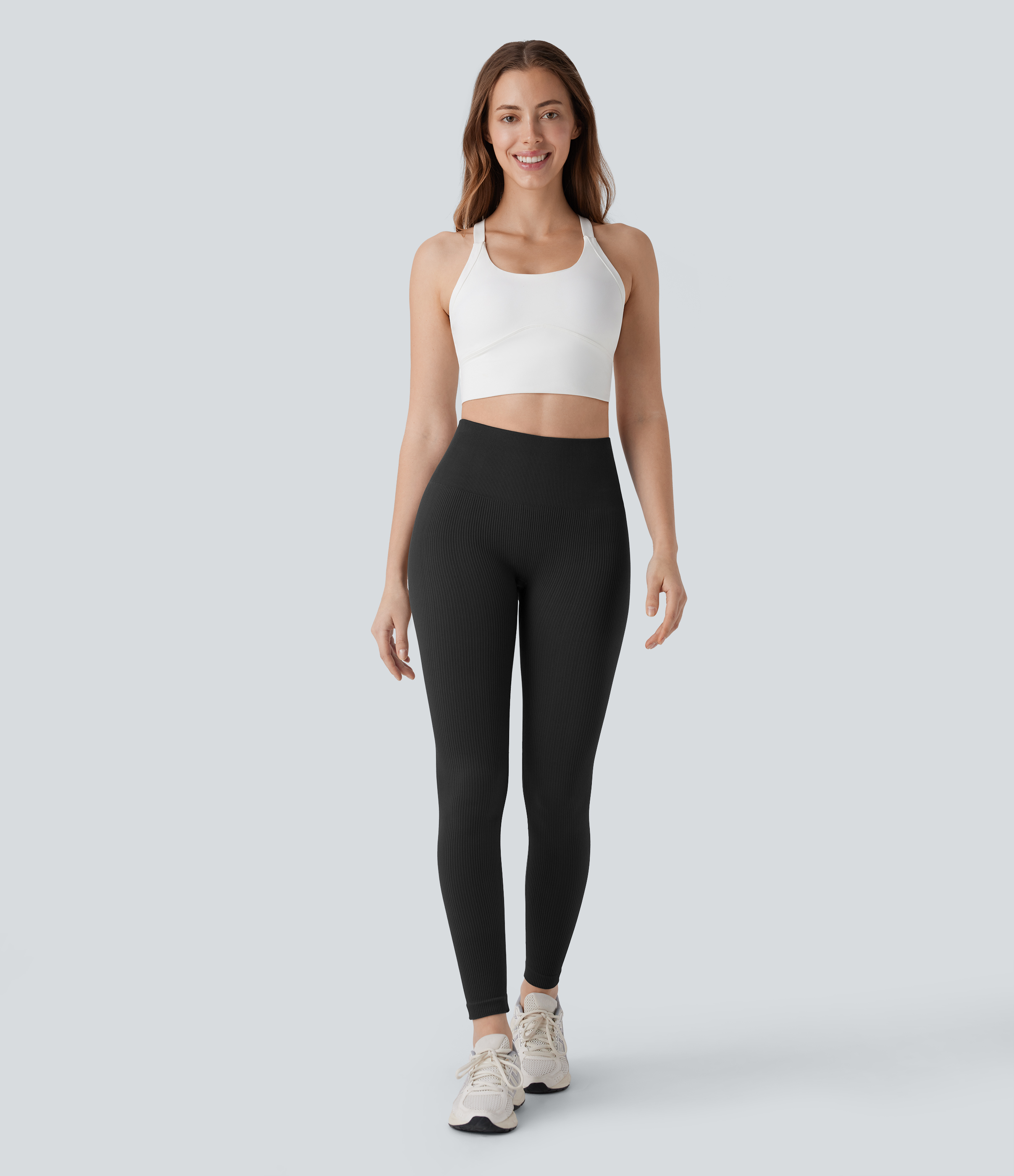 Halara Seamless Flow High Waisted Tummy Control Butt Lifting 7/8 Yoga Leggings  - Black - M(7/8) gym leggings leggings with pockets 