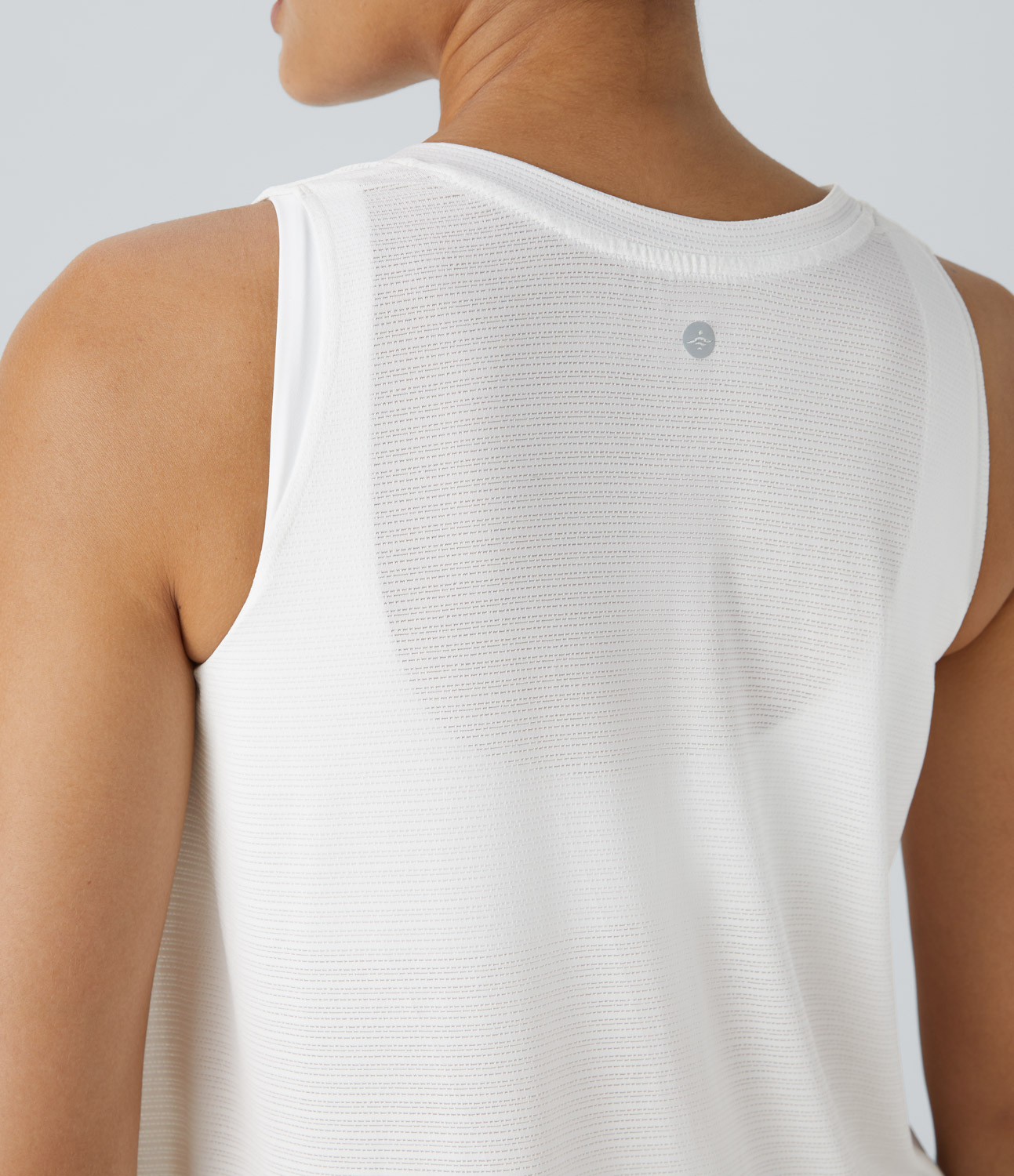 Halara Sheer V Neck Draped Jacquard Yoga Tank Top Tank Top - White -  golf tops halter top tunic tops sleeveless tops backless top