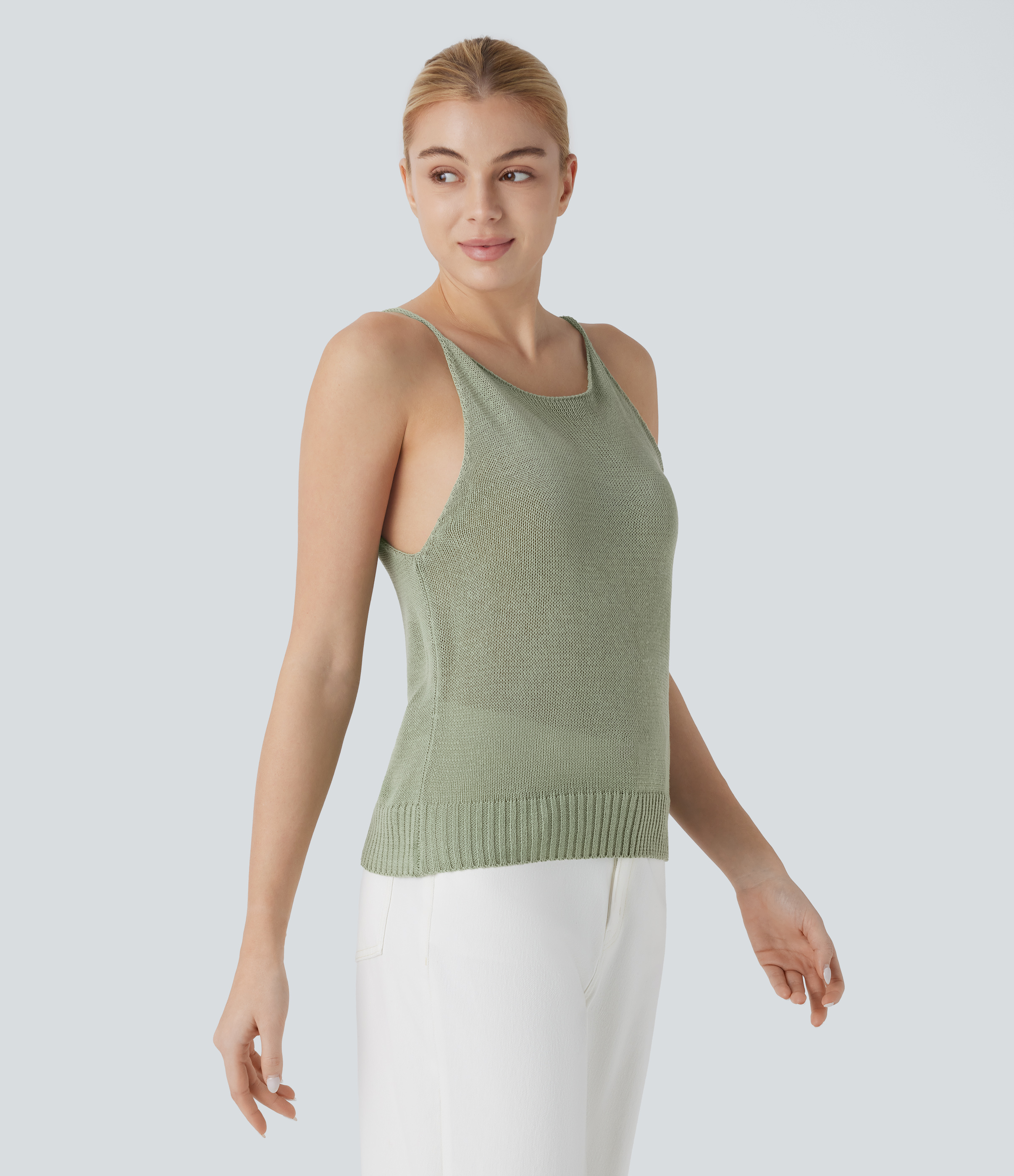 Halara Solid Casual Knit Cami Top  - Tea - L 