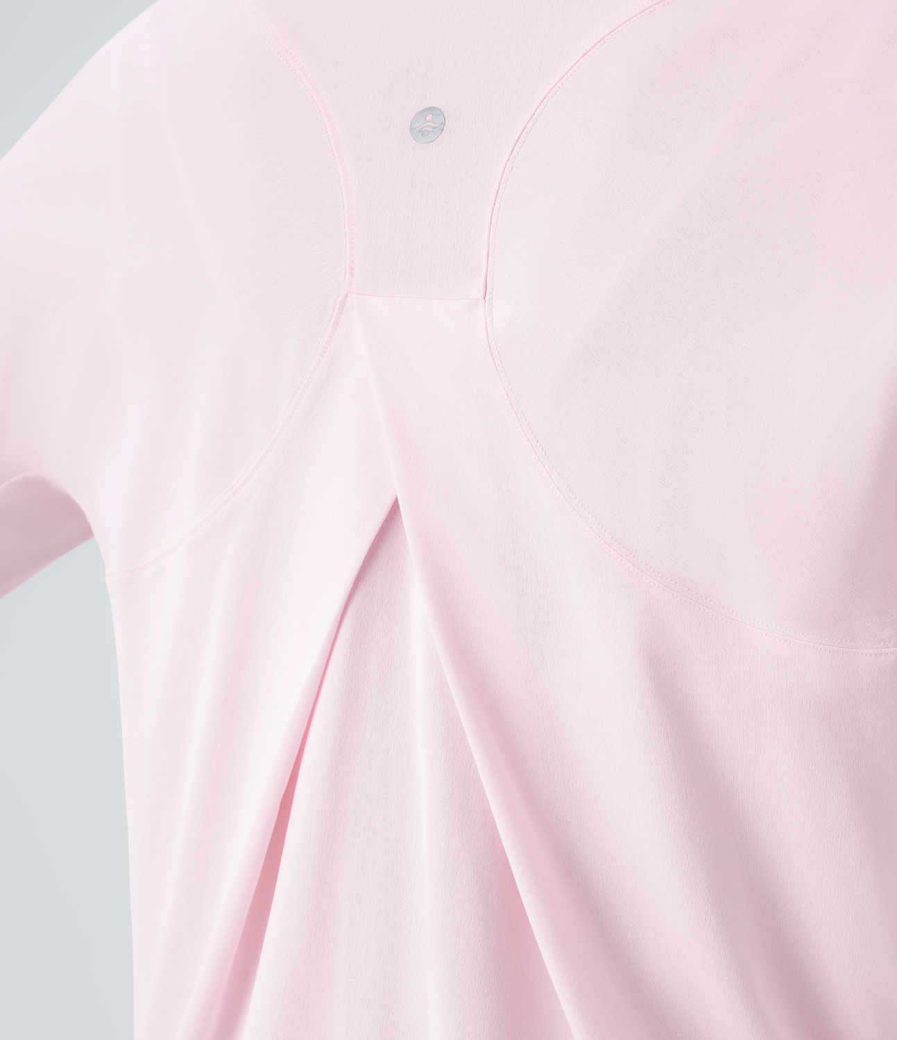 Halara Round Neck Crossover Back High Low Curved Hem Hiking Sports Top  - Rice Pink - S 