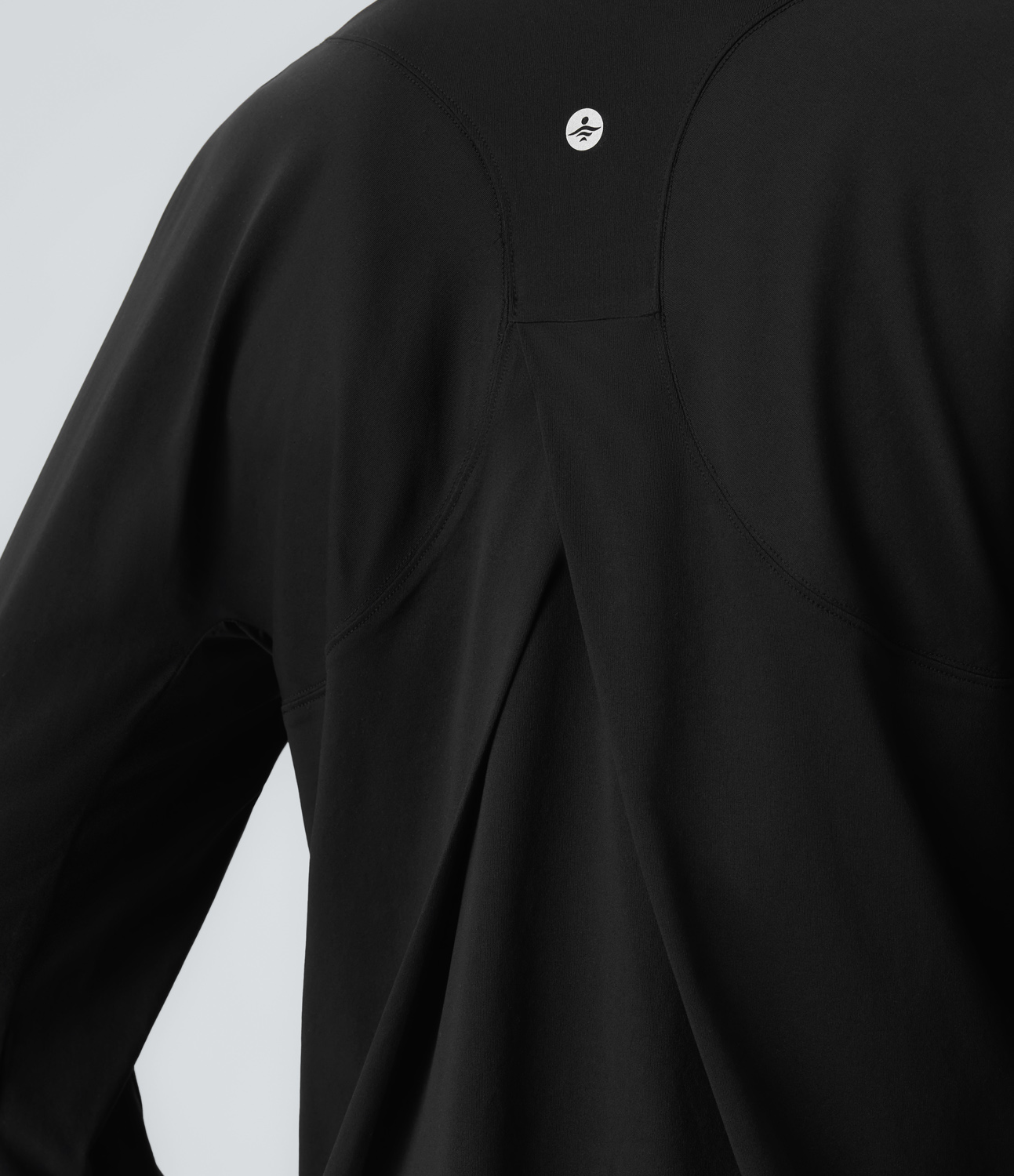 Halara Round Neck Crossover Back High Low Curved Hem Hiking Sports Top  - Black - L 
