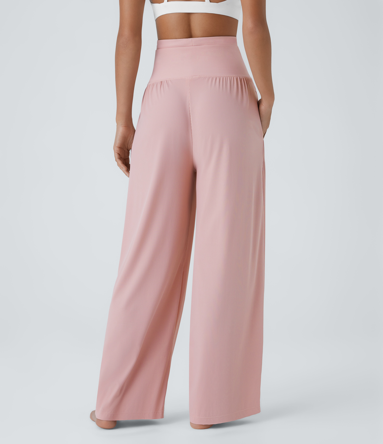 Halara Double-Layer Super High Waisted Crisscross Lace Up Side Pocket Yoga Pants  - Barely There - XS(regular) 