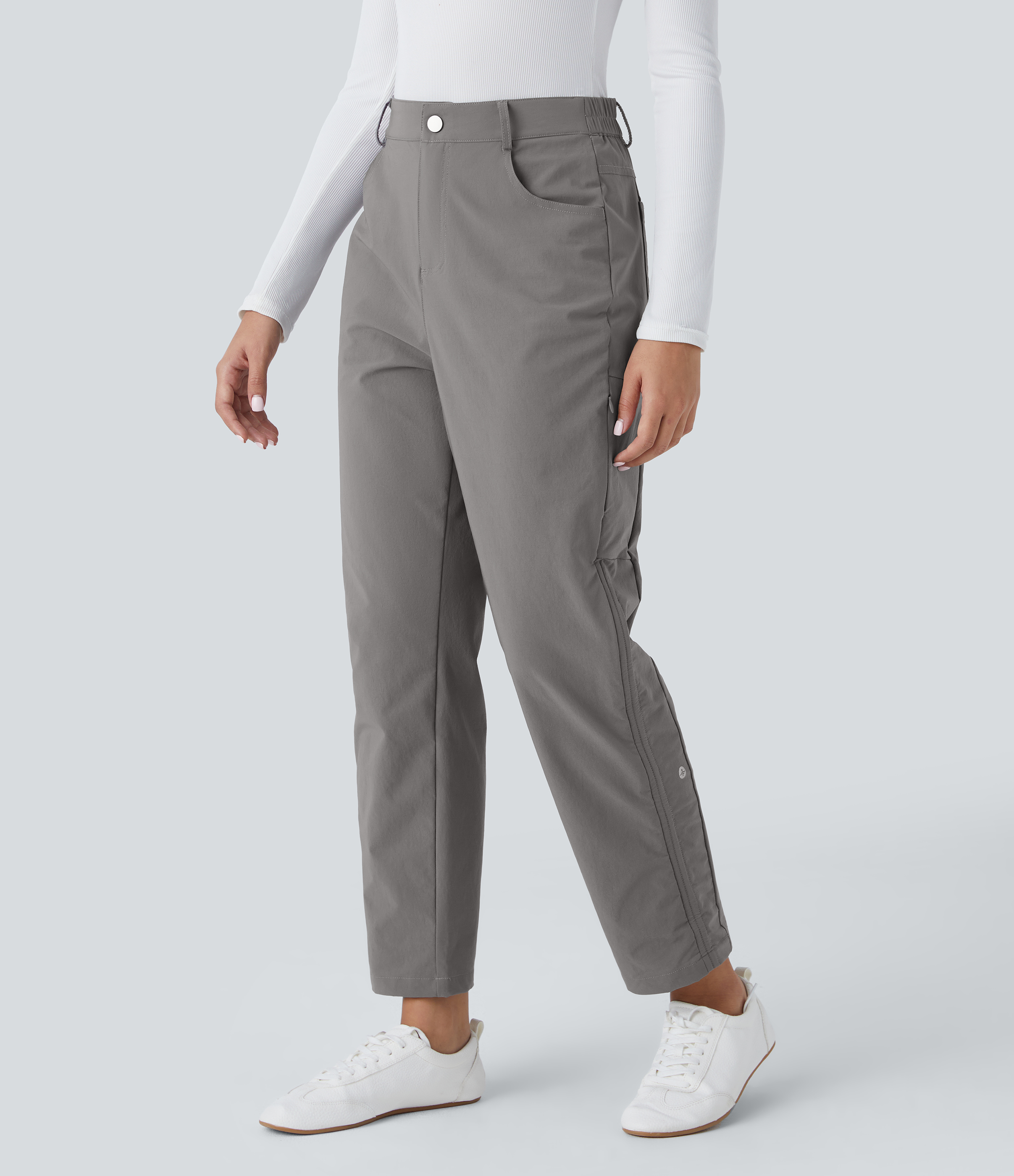 Halara Mid Rise Multiple Pockets Inside Drawstring Adjustable Hem Work Pants  - Cloudburst - XS(regular) sweatpants jogger pants 