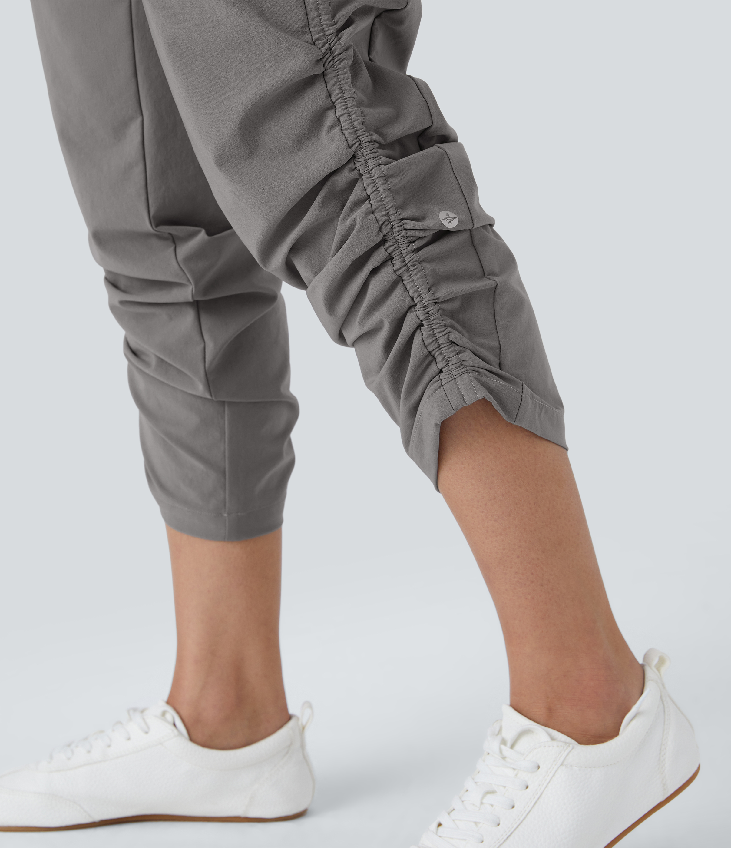 Halara Mid Rise Multiple Pockets Inside Drawstring Adjustable Hem Work Pants  - Cloudburst - XS(regular) sweatpants jogger pants 