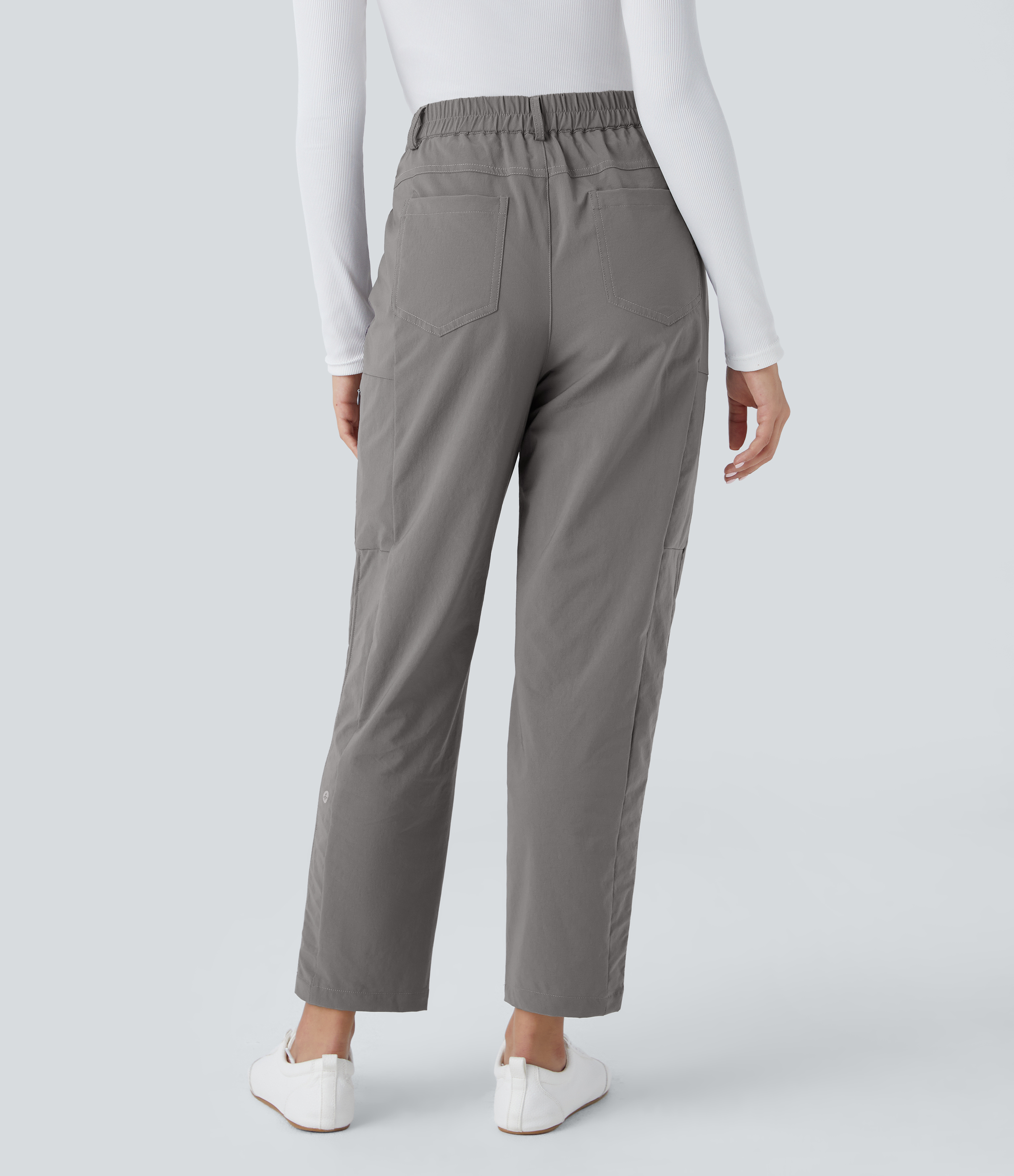 Halara Mid Rise Multiple Pockets Inside Drawstring Adjustable Hem Work Pants  - Cloudburst - XS(regular) sweatpants jogger pants 