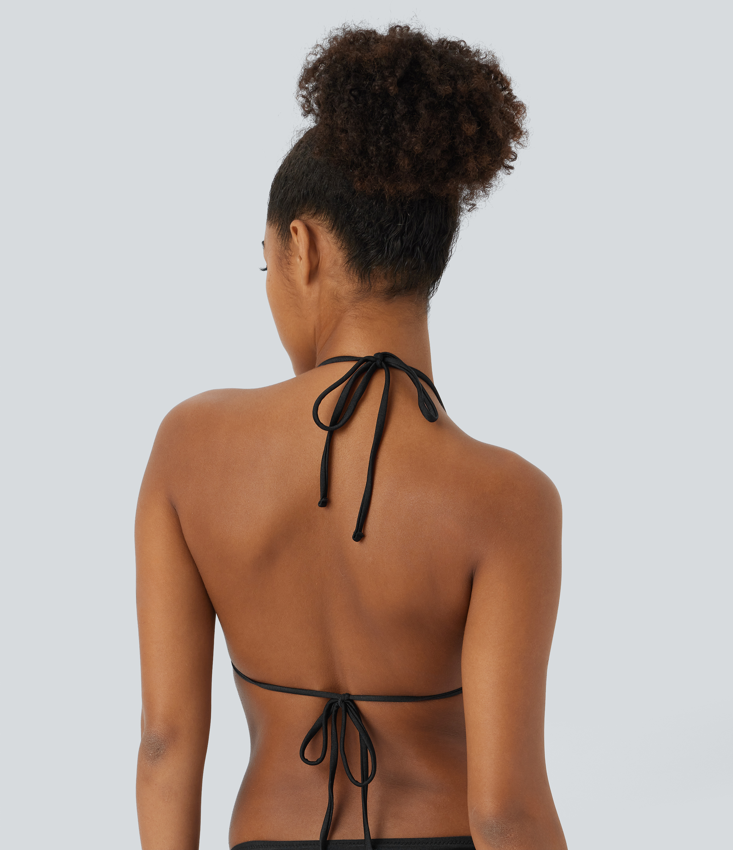 Halara Tie Back Backless Triangle Bikini Top Swimsuit  - Black - L 