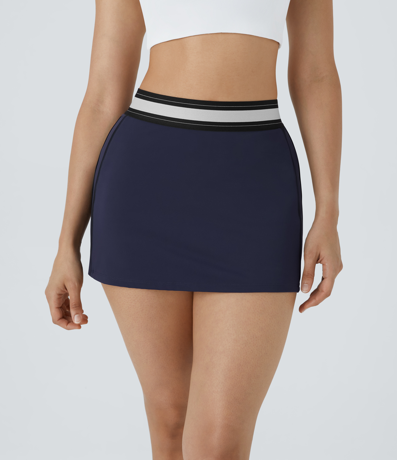 Halara Softlyzeroв„ў Airy High Waisted 2-in-1 Bodycon Color Block Micro Mini Cool Touch Tennis Skirt  - Peacoat - M midi skirt a line skirt 