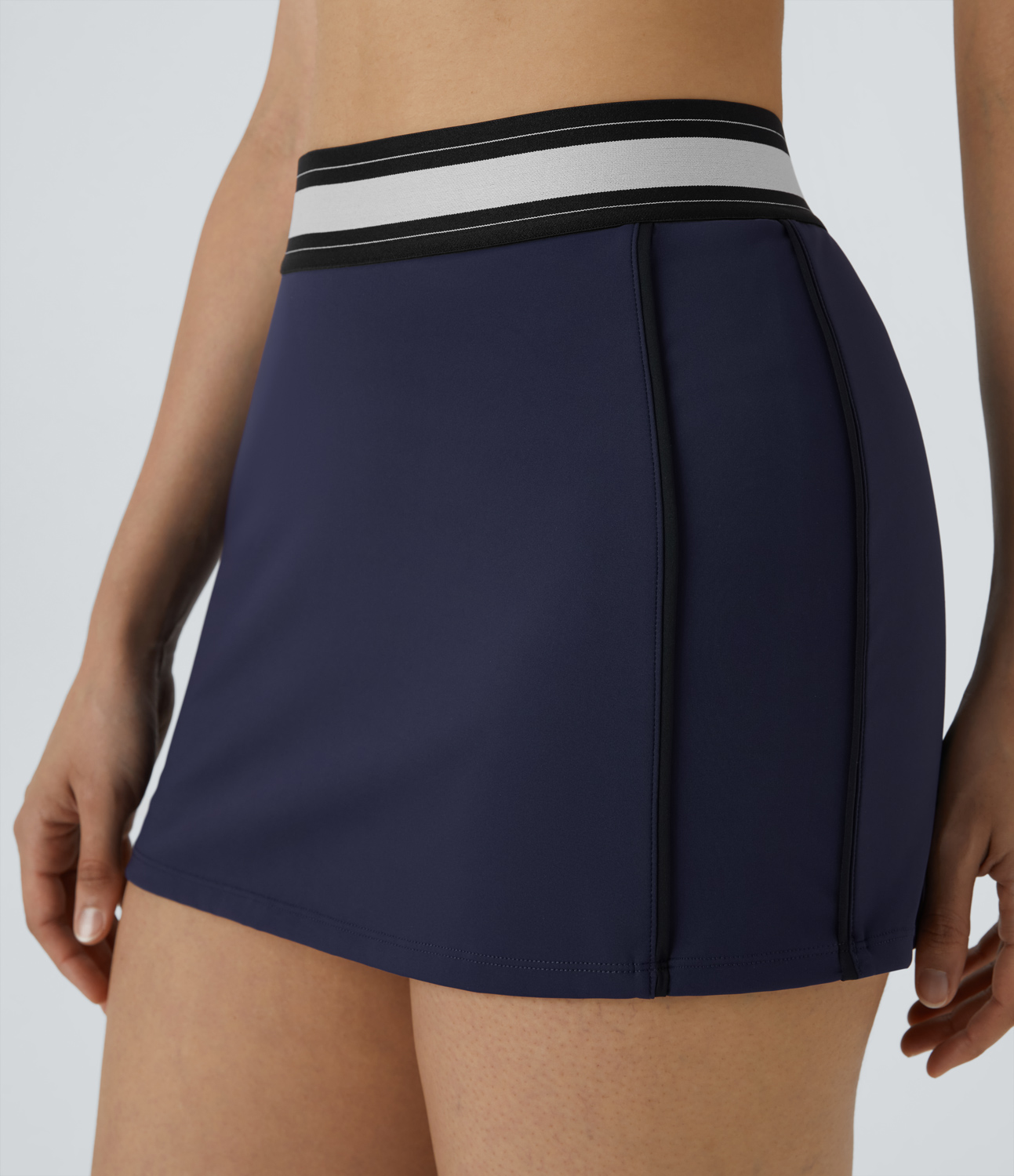 Halara Softlyzeroв„ў Airy High Waisted 2-in-1 Bodycon Color Block Micro Mini Cool Touch Tennis Skirt  - Peacoat - M midi skirt a line skirt 